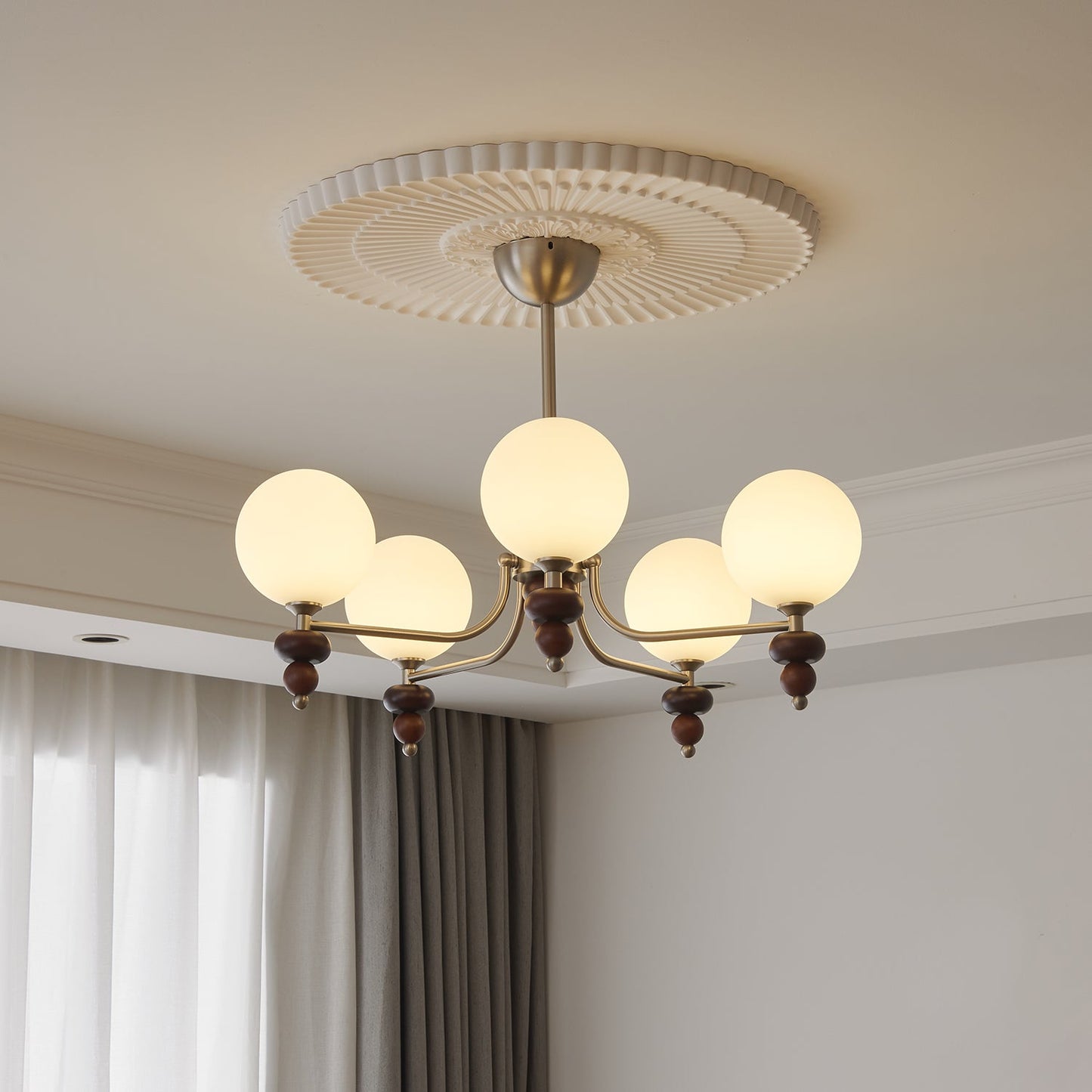 Celestial Sphere Walnut Chandelier - YIOSI