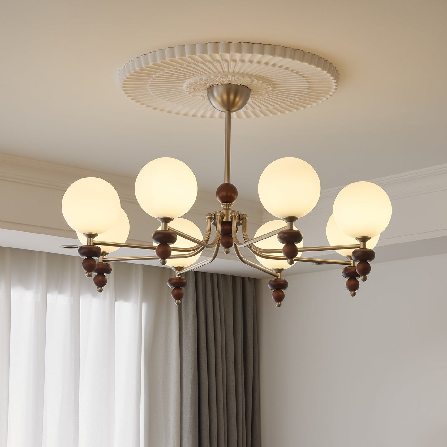 Celestial Sphere Walnut Chandelier - YIOSI