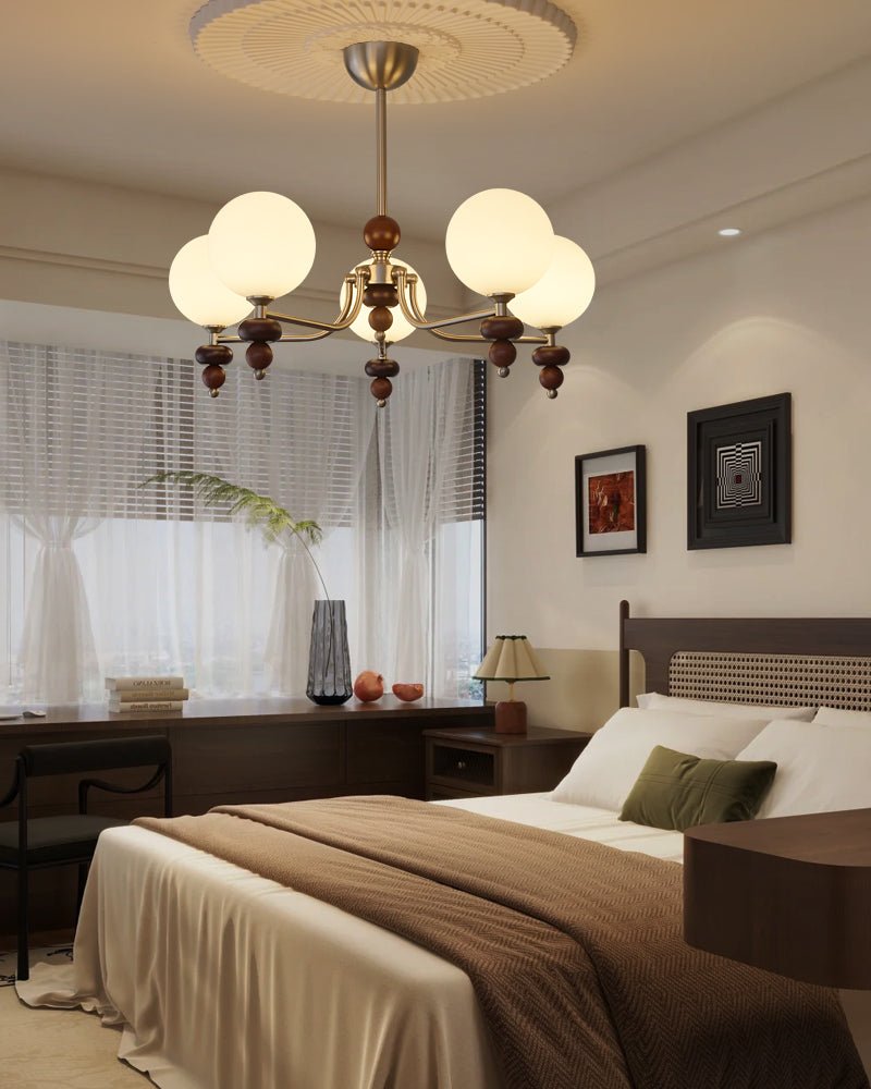 Celestial Sphere Walnut Chandelier - YIOSI