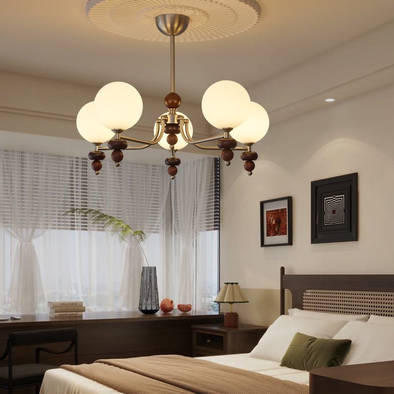 Celestial Sphere Walnut Chandelier - YIOSI