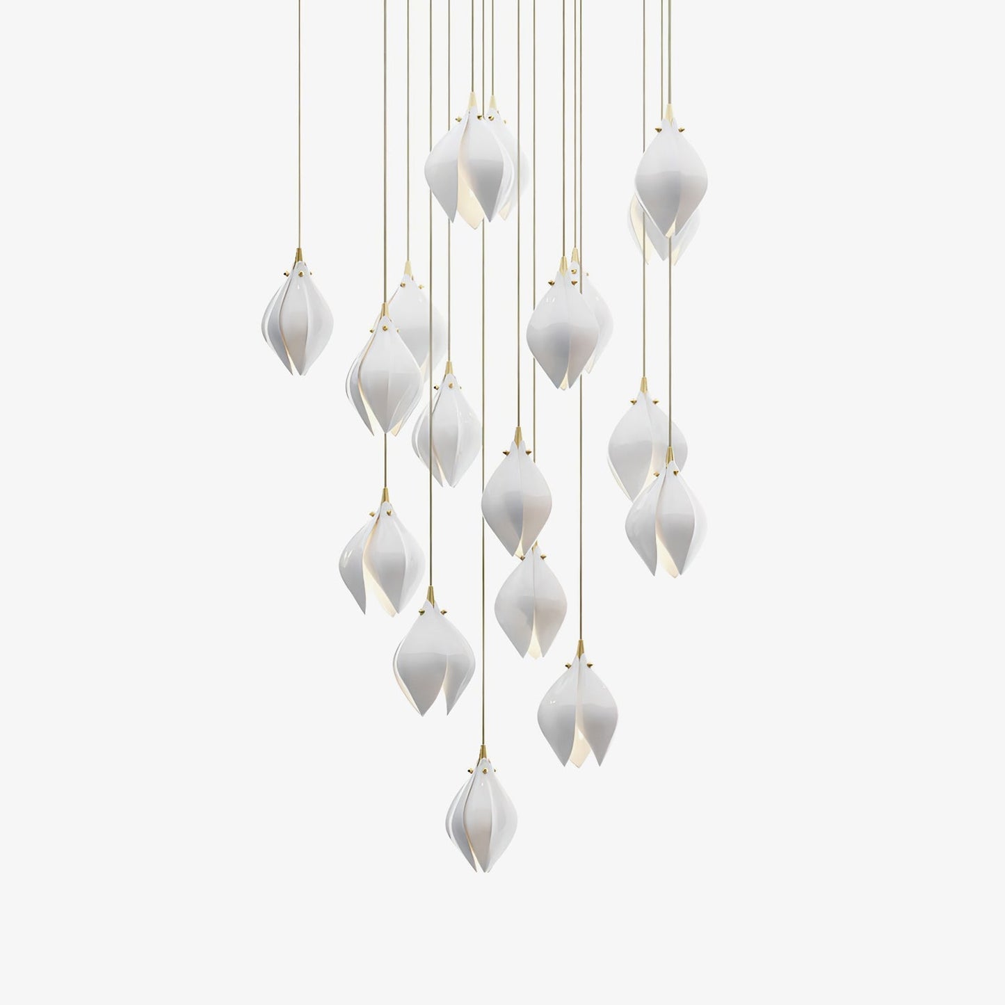 Celeste Flora Ceramic Flower Pendant Light with Brass & White Finish