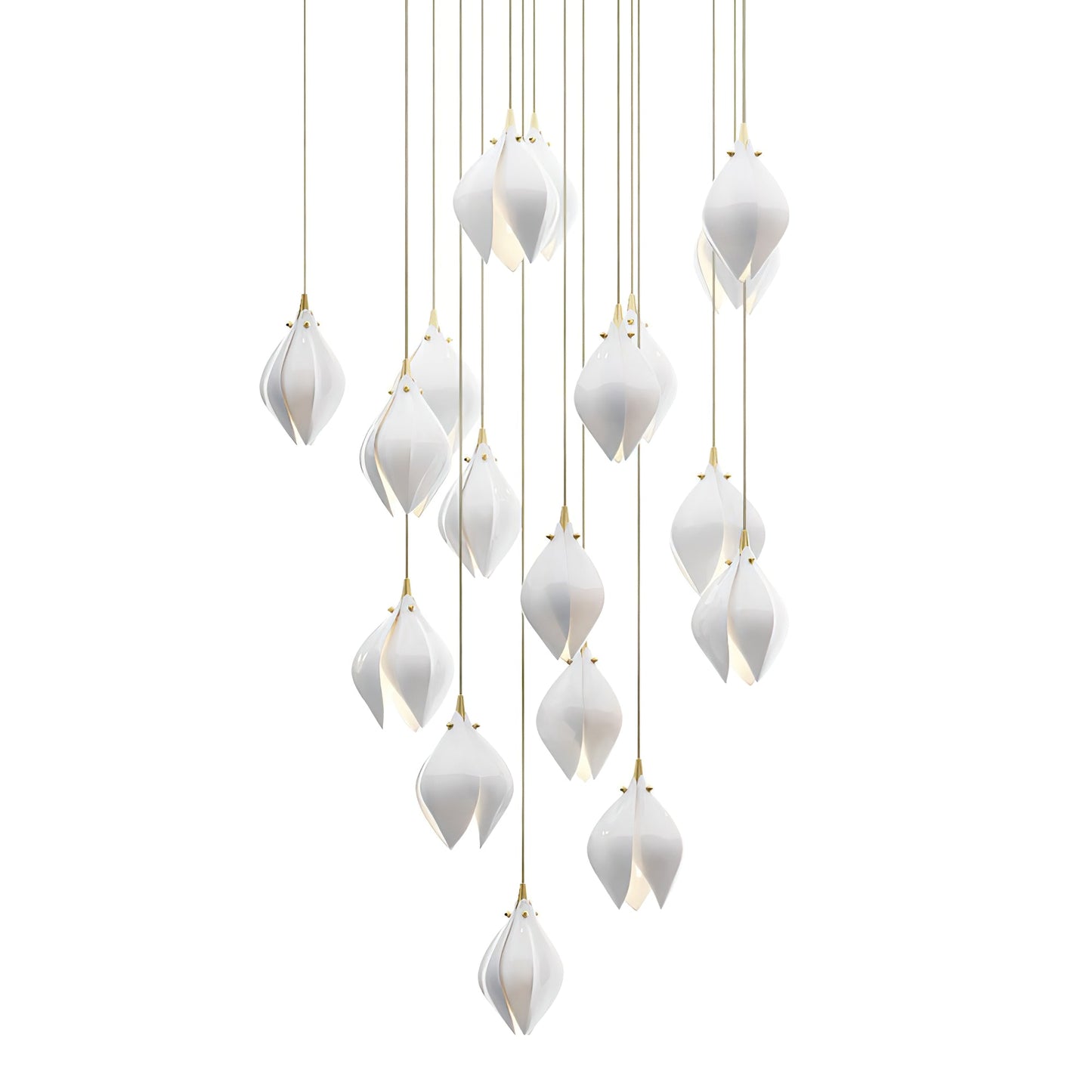 Celeste Flora Ceramic Flower Pendant Light with Brass & White Finish