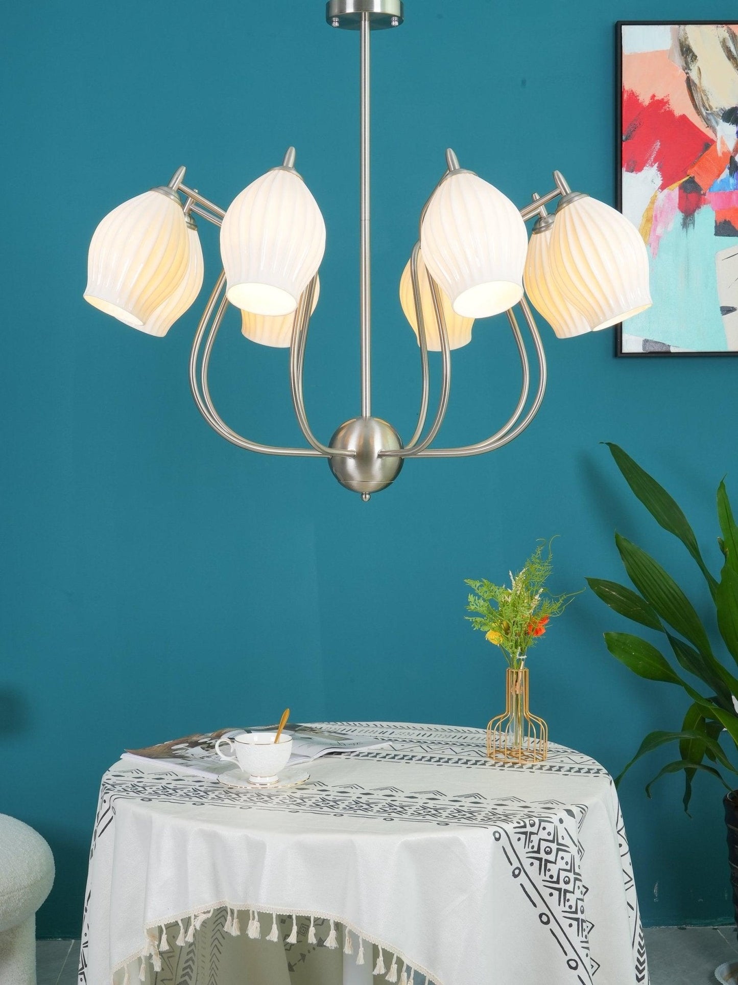 Ceramic Ribbed Chandelier - YIOSI