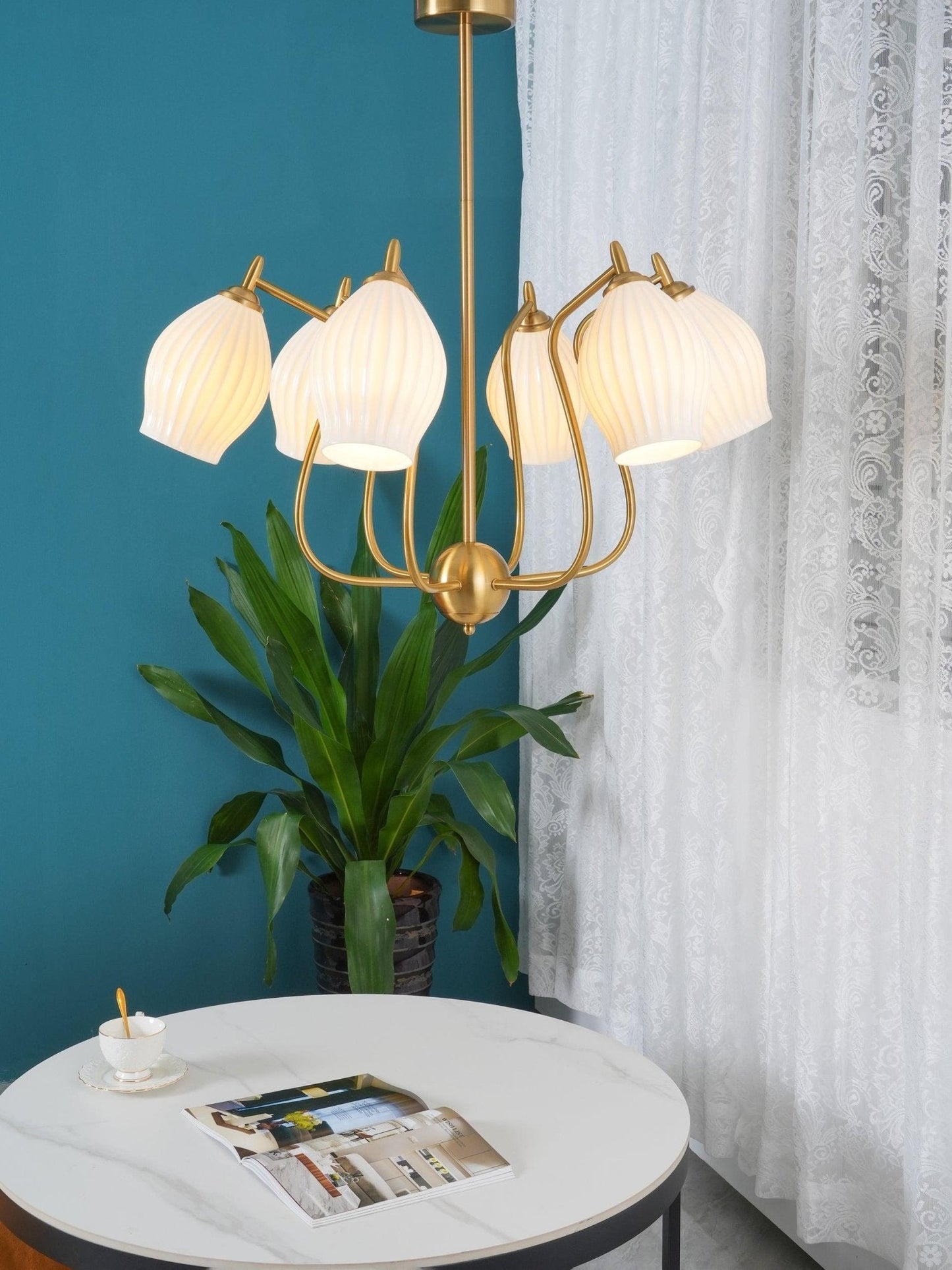 Ceramic Ribbed Chandelier - YIOSI