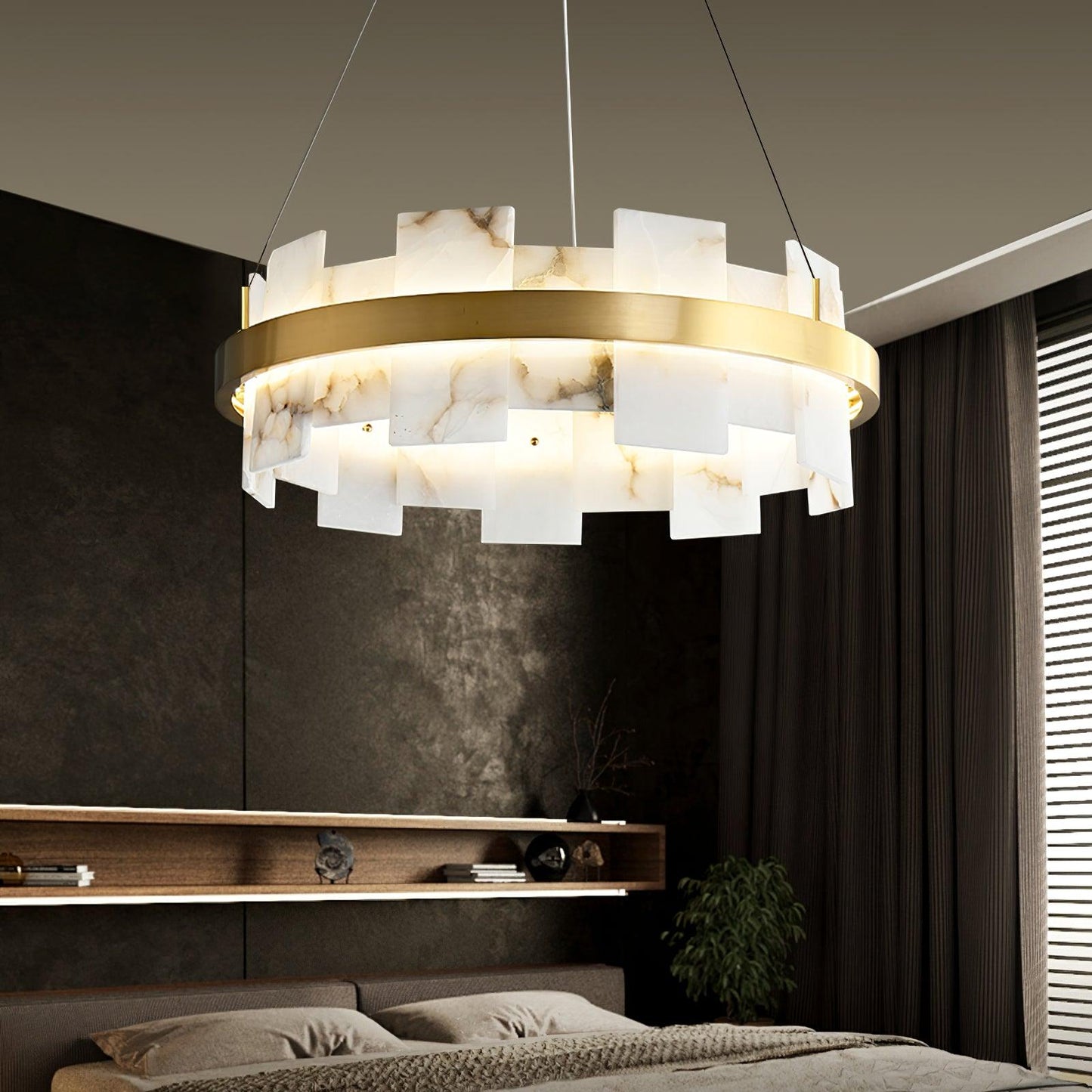 Vakkerlight Alabaster Halo Brass & White LED Chandelier