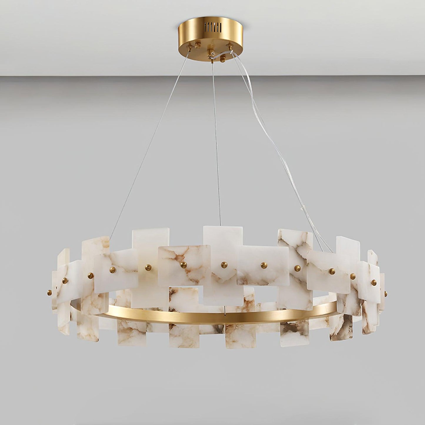 Vakkerlight Alabaster Halo Brass & White LED Chandelier