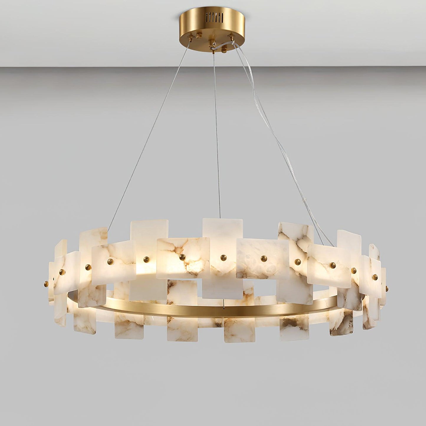 Vakkerlight Alabaster Halo Brass & White LED Chandelier