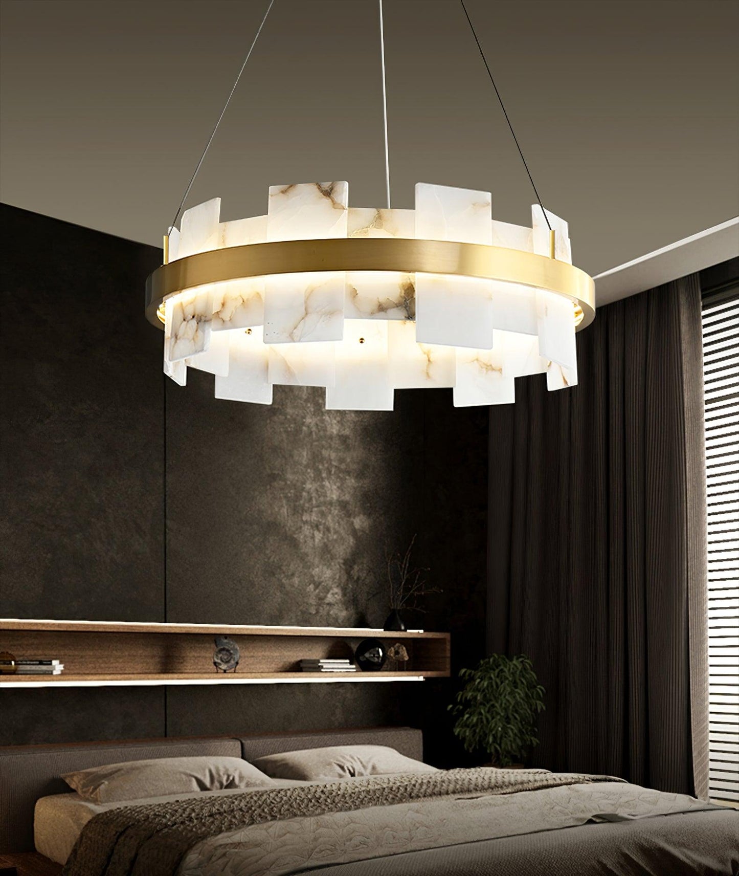 Vakkerlight Alabaster Halo Brass & White LED Chandelier