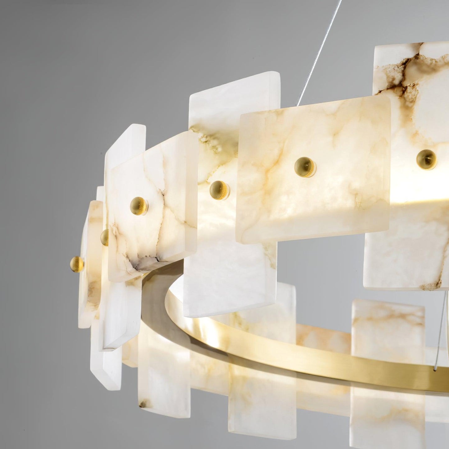 Vakkerlight Alabaster Halo Brass & White LED Chandelier