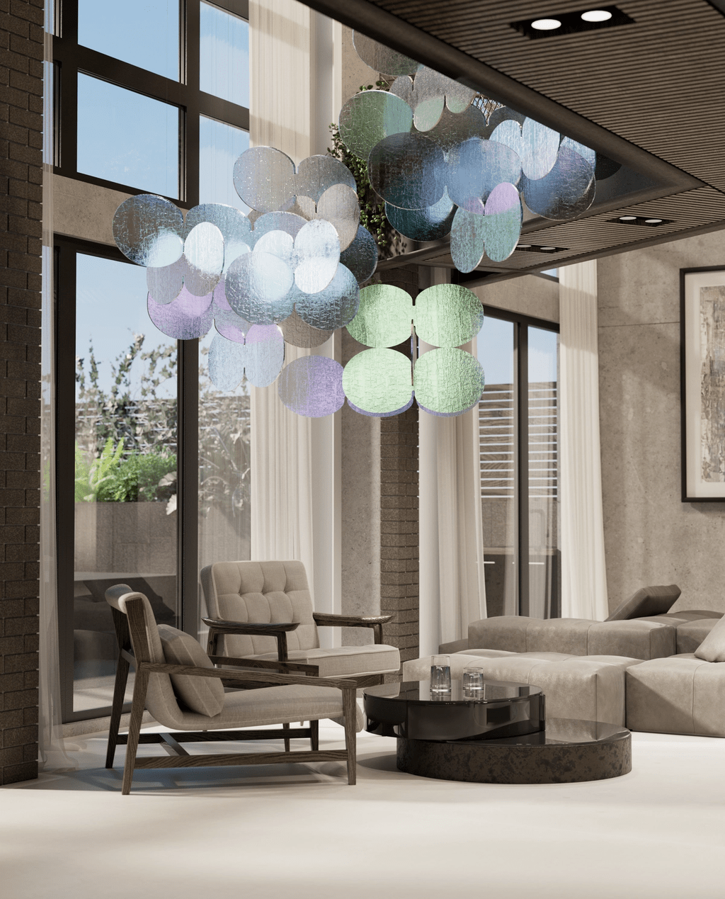 Clouds Iridescent Disc Chandelier - YIOSI