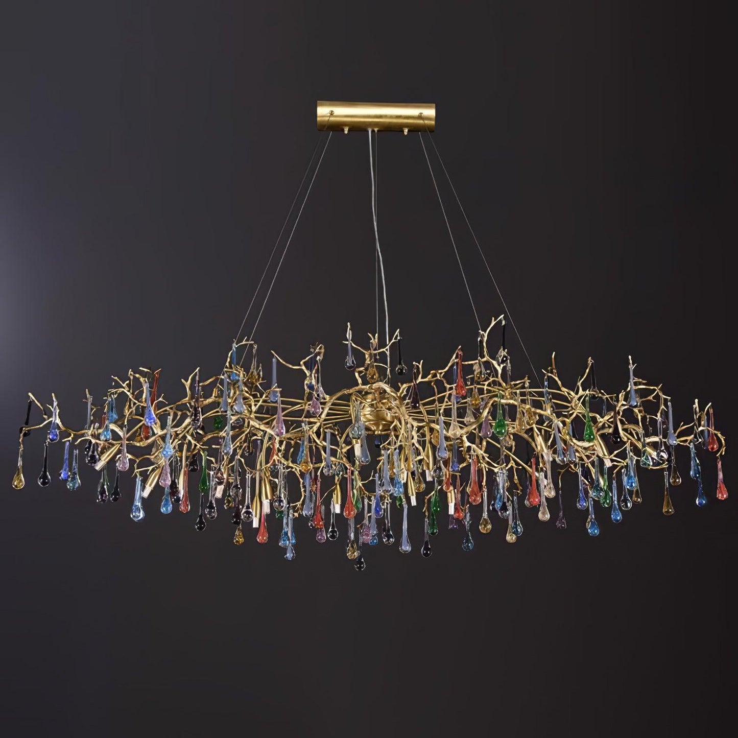 Colorful Raindrop Brass Branch Chandelier - YIOSI