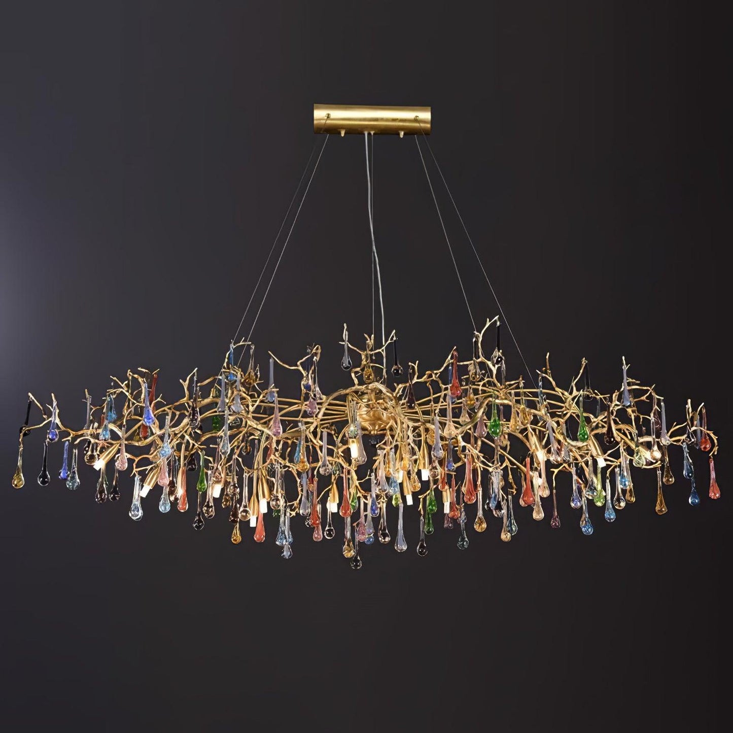 Colorful Raindrop Brass Branch Chandelier - YIOSI