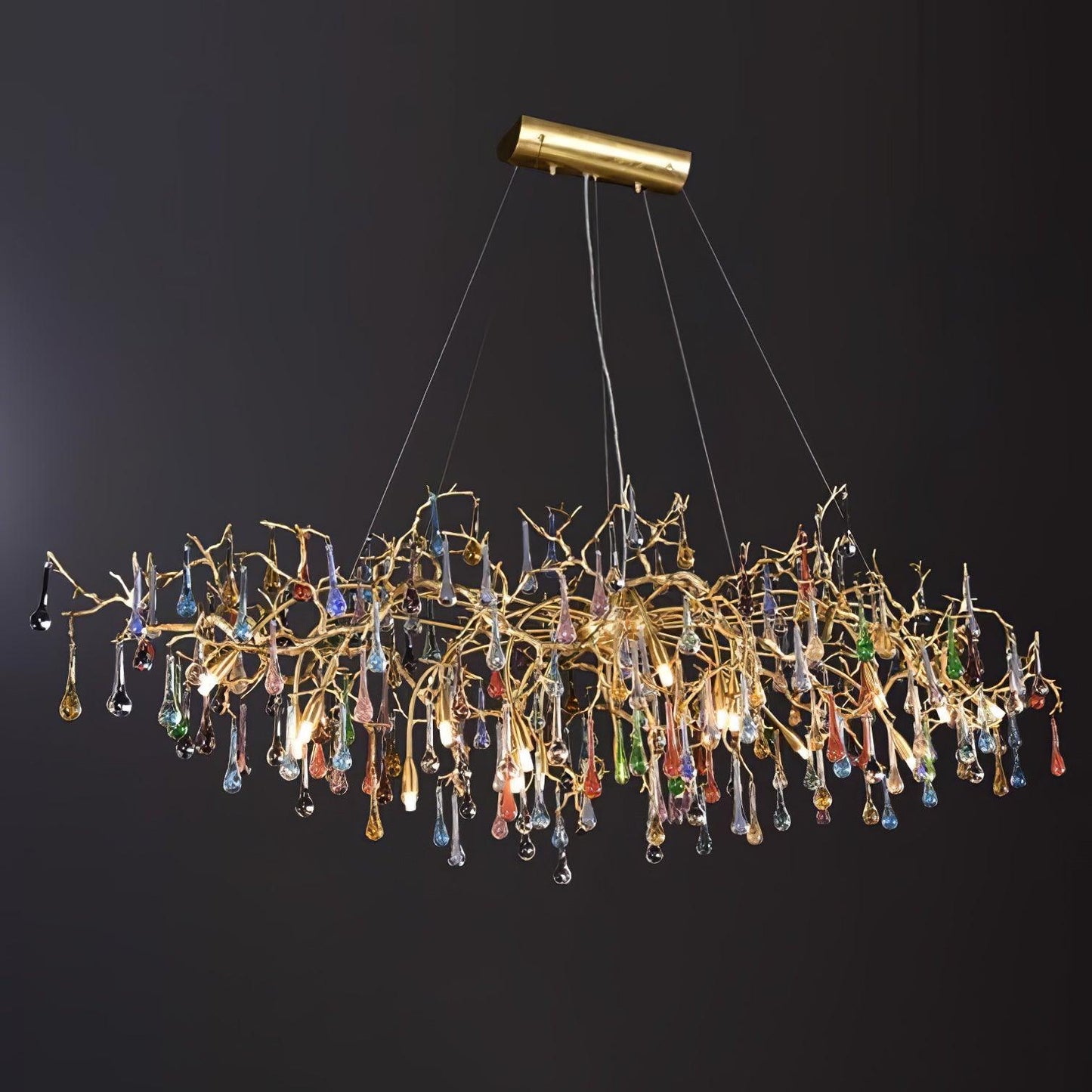 Colorful Raindrop Brass Branch Chandelier - YIOSI