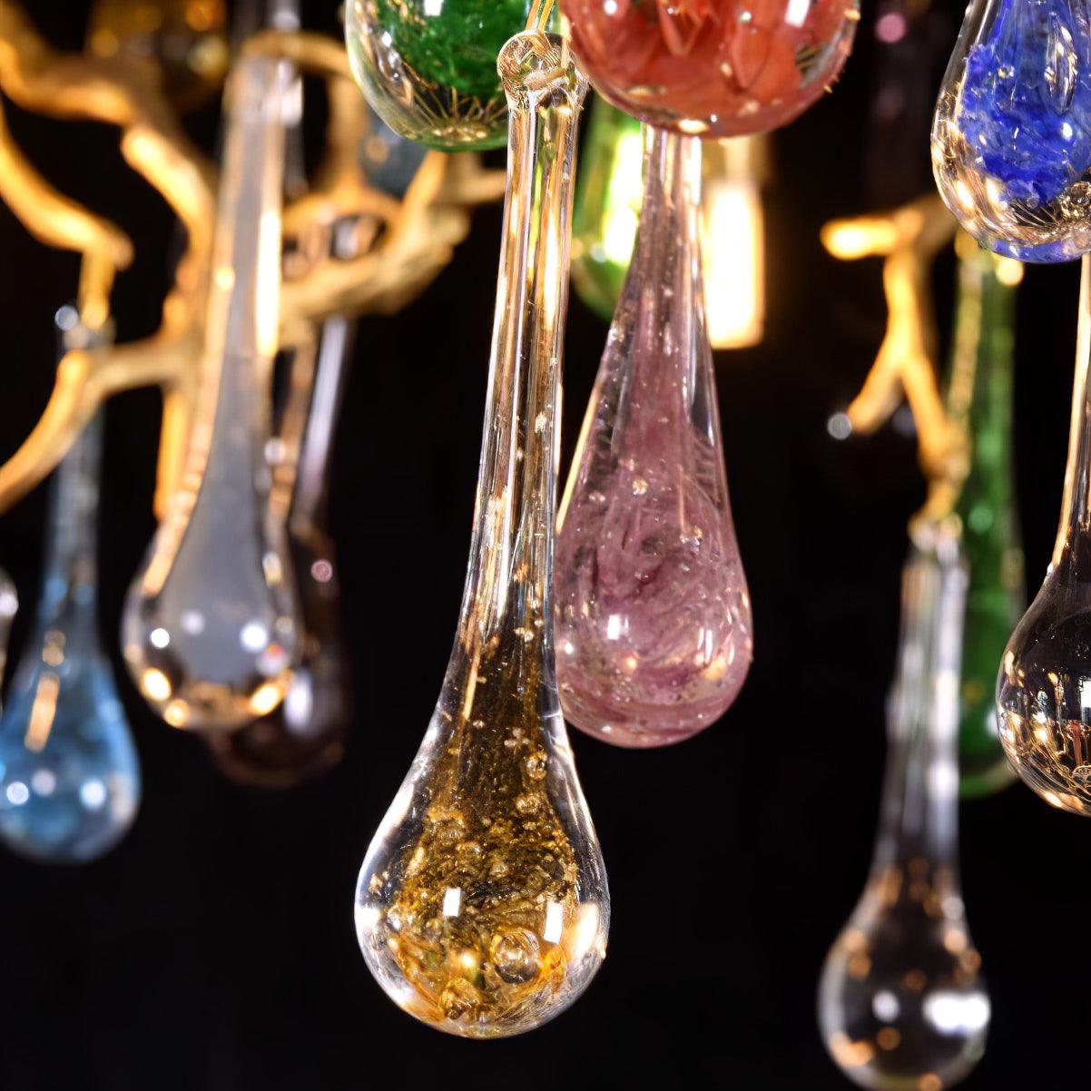 Colorful Raindrop Brass Branch Chandelier - YIOSI