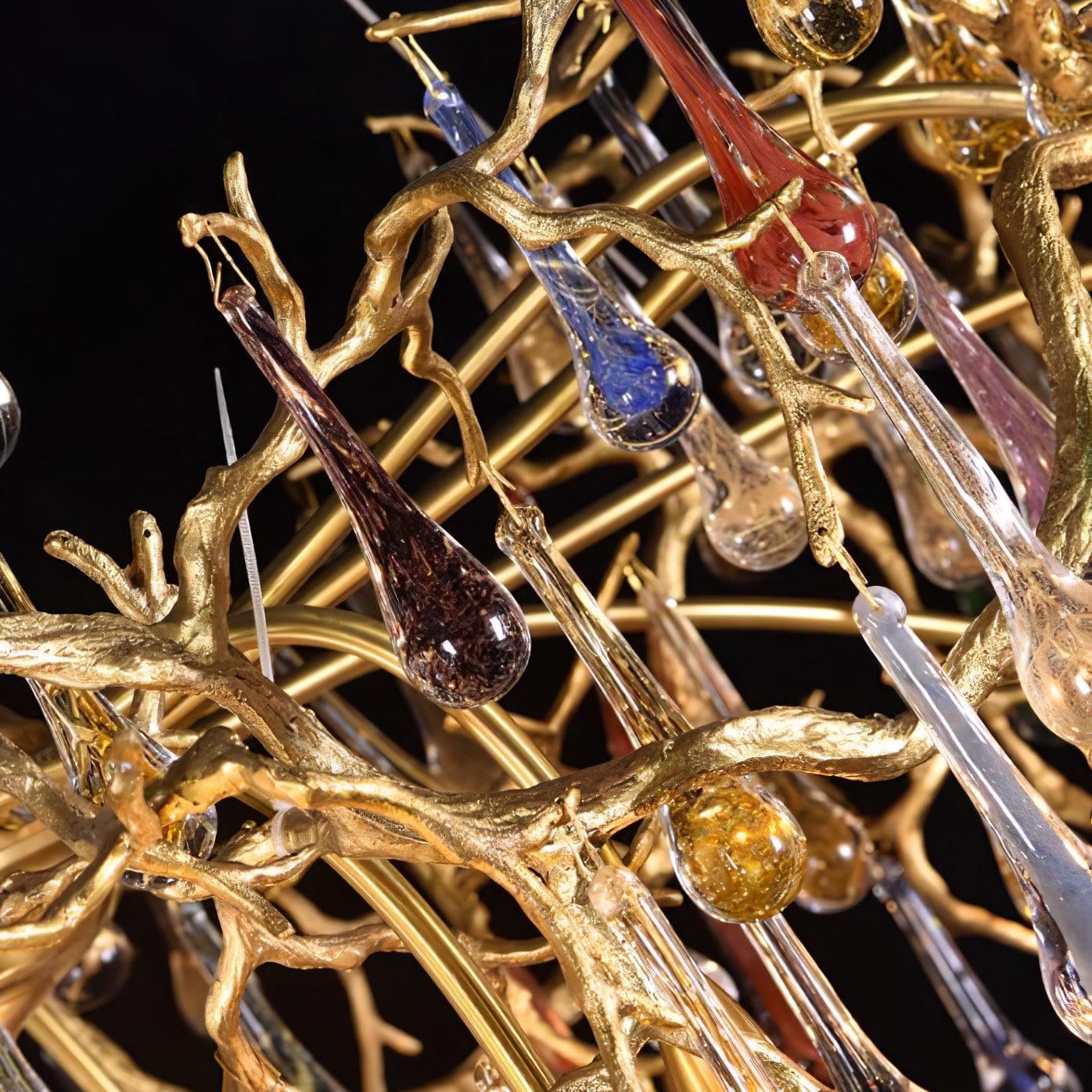 Colorful Raindrop Brass Branch Chandelier - YIOSI