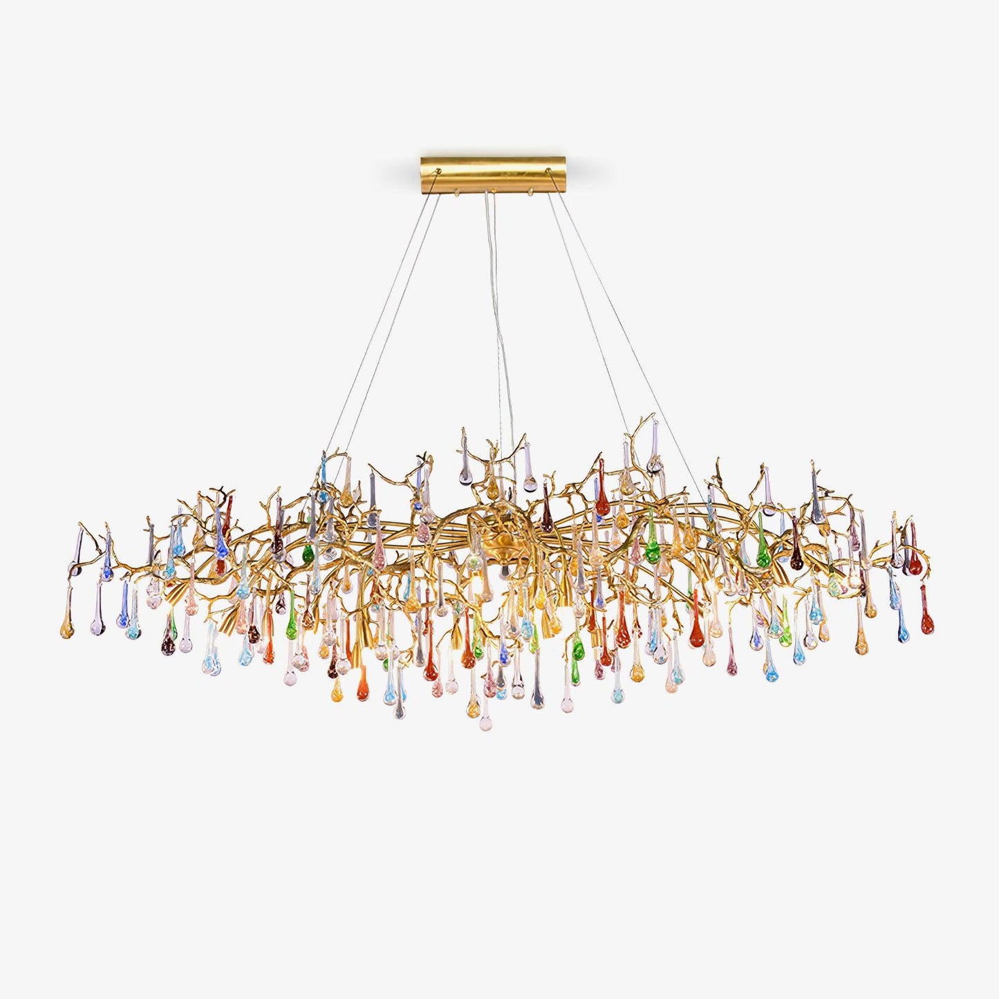 Colorful Raindrop Brass Branch Chandelier - YIOSI