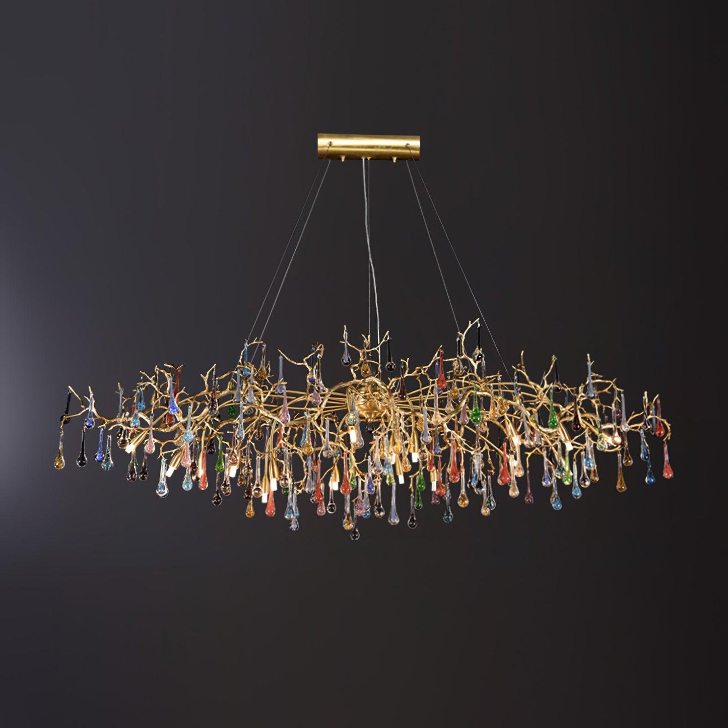 Colorful Raindrop Brass Branch Chandelier - YIOSI