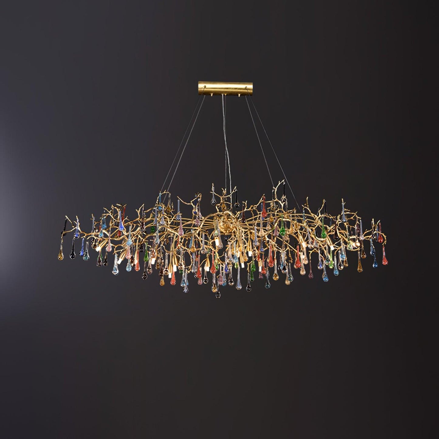 Colorful Raindrop Brass Branch Chandelier - YIOSI