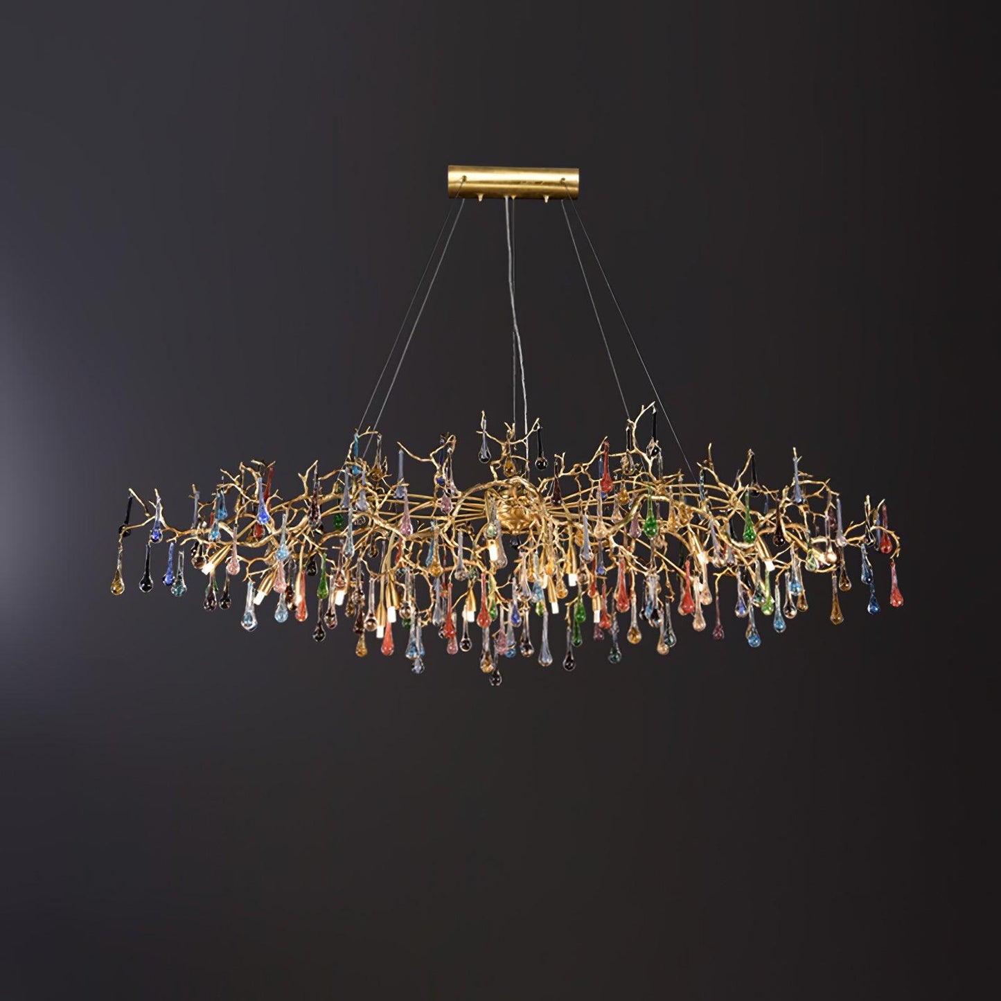 Colorful Raindrop Brass Branch Chandelier - YIOSI
