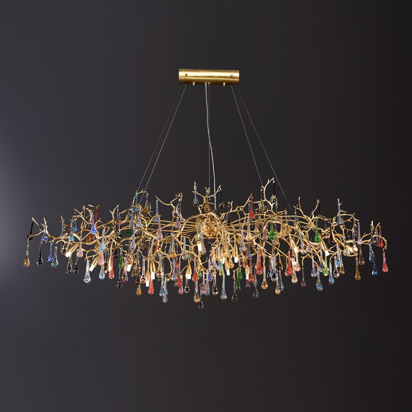 Colorful Raindrop Brass Branch Chandelier - YIOSI