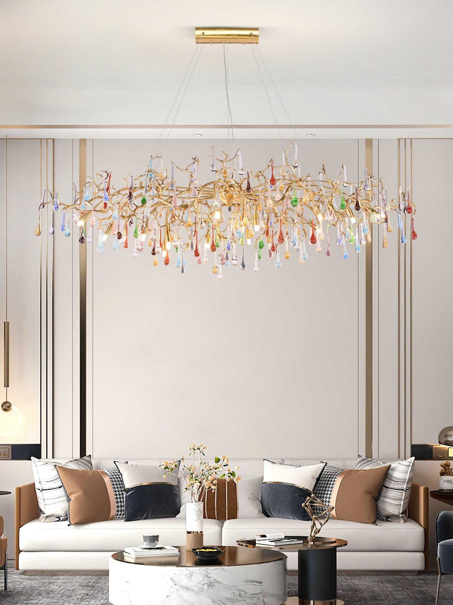 Colorful Raindrop Brass Branch Chandelier - YIOSI