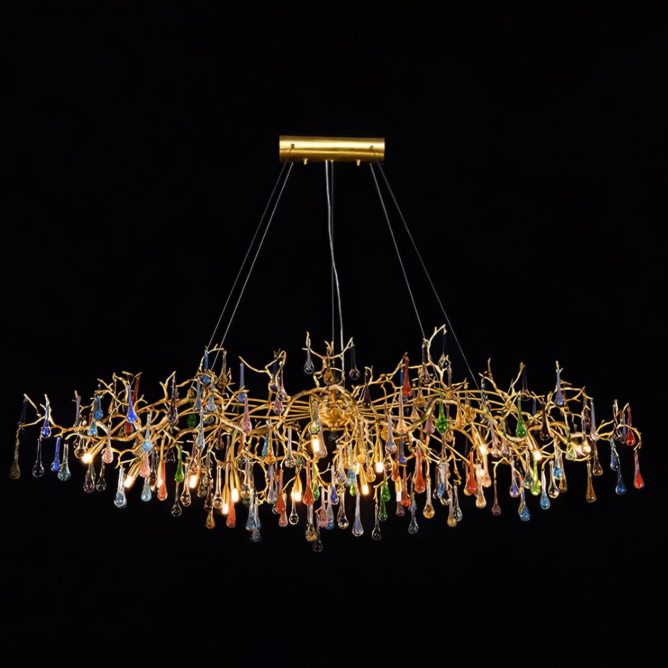 Colorful Raindrop Brass Branch Chandelier - YIOSI