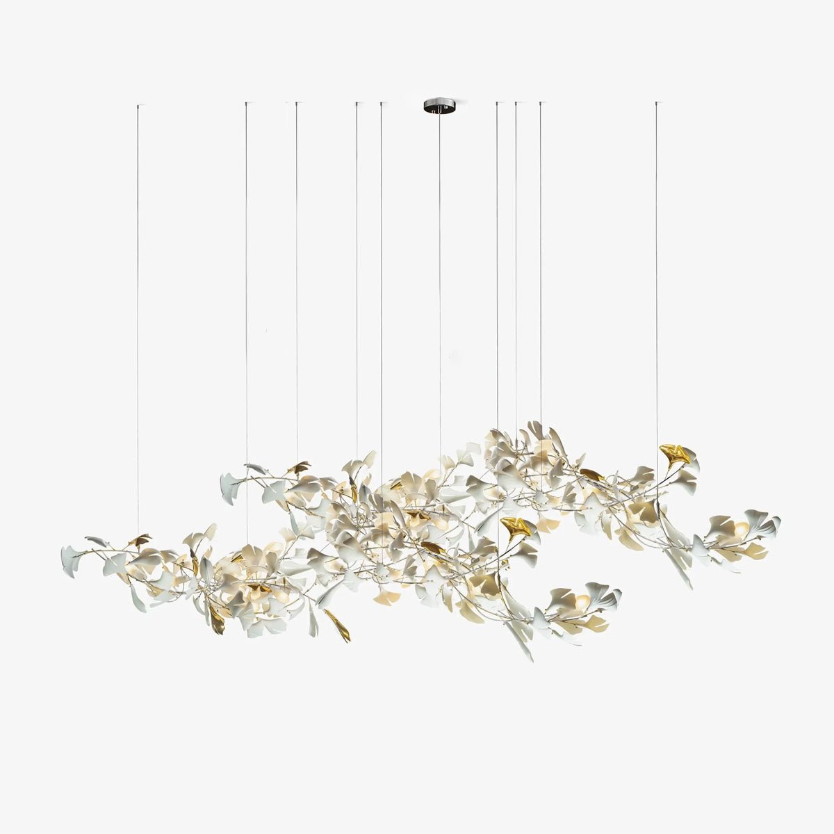 Gold White Leaves Combination Gingko Chandeliers - YIOSI