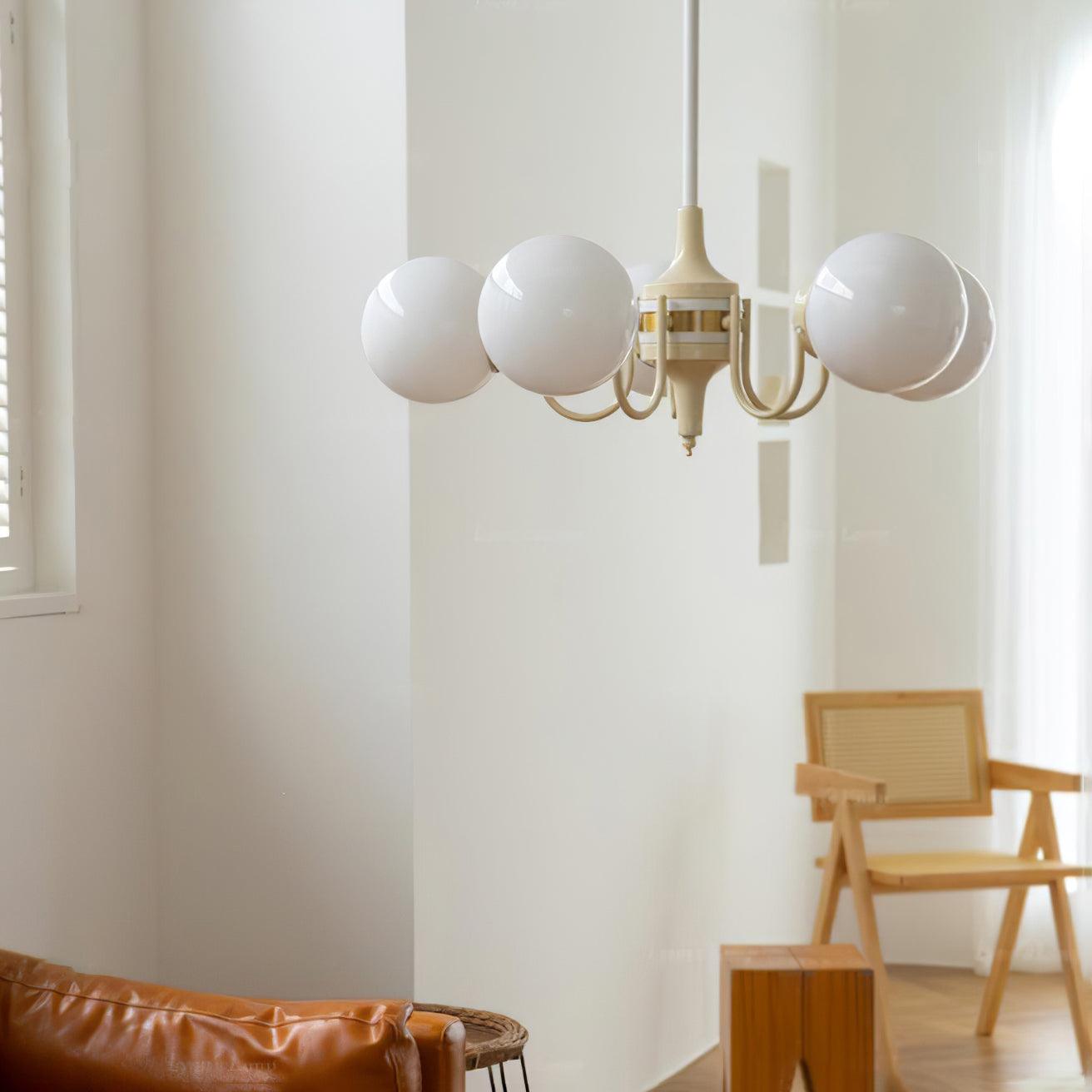 Cream Glass Ball Chandelier - YIOSI