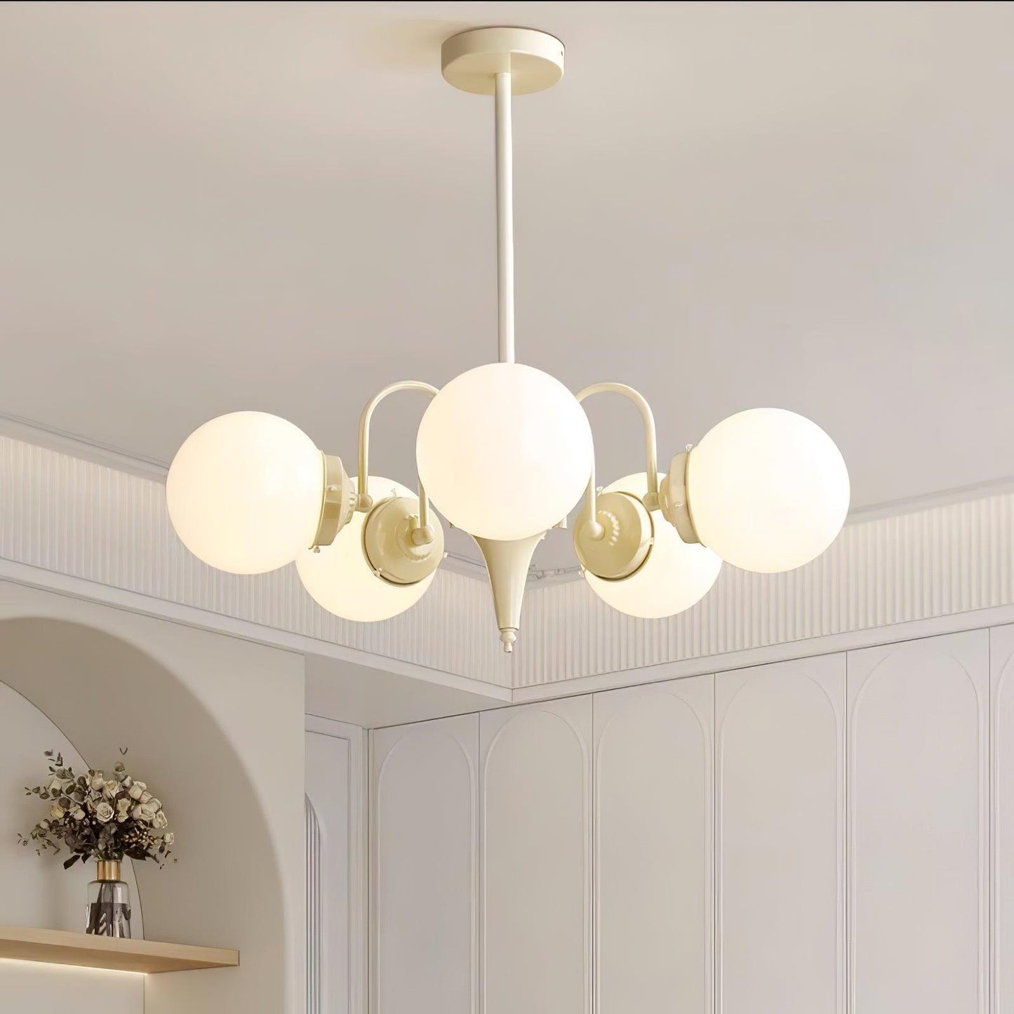 Cream Glass Ball Chandelier - YIOSI