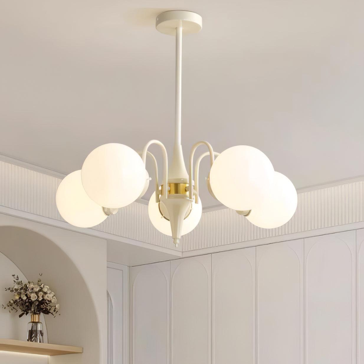 Cream Glass Ball Chandelier - YIOSI