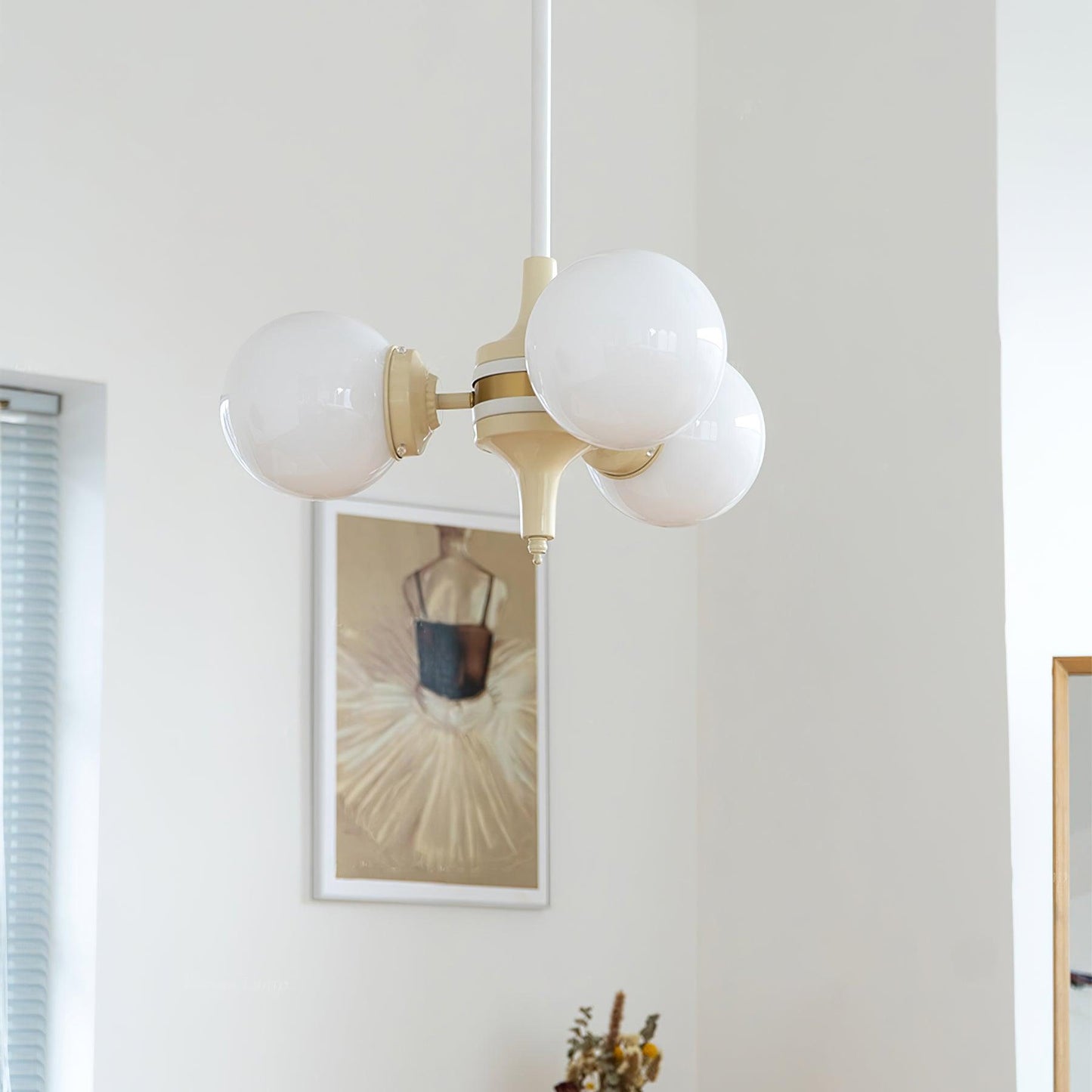 Cream Glass Ball Chandelier - YIOSI