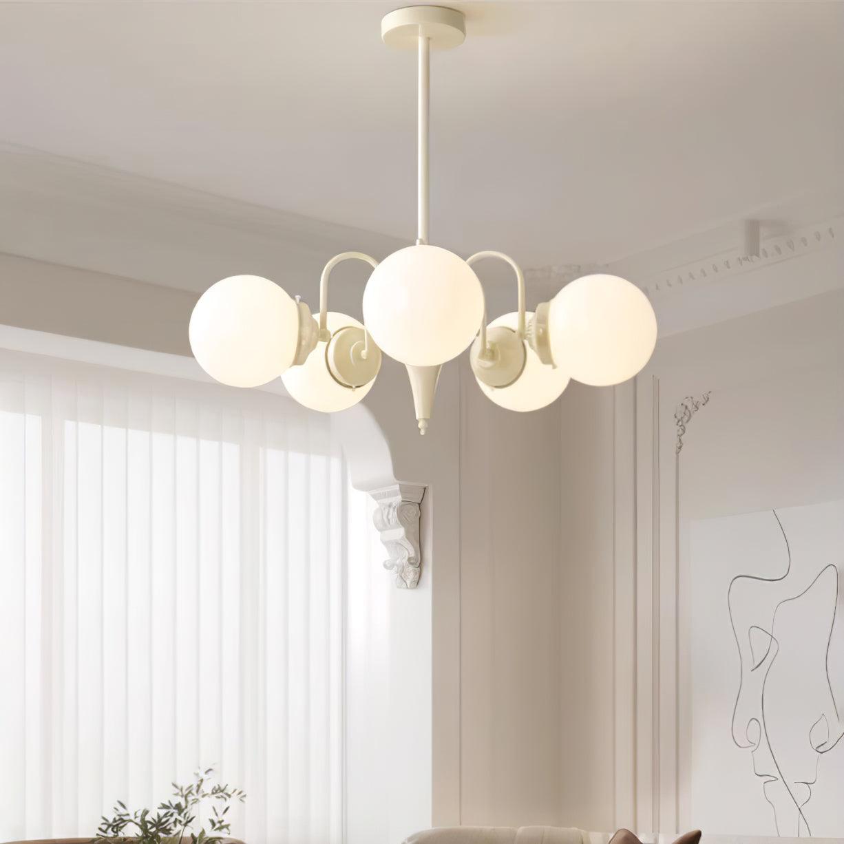 Cream Glass Ball Chandelier - YIOSI