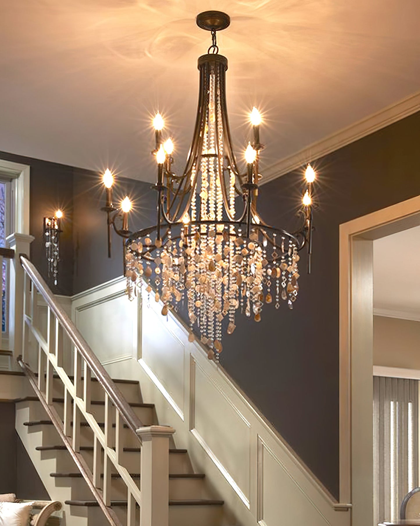 Tatum Lux Shell Crystal Chandelier – 21 Heads Copper