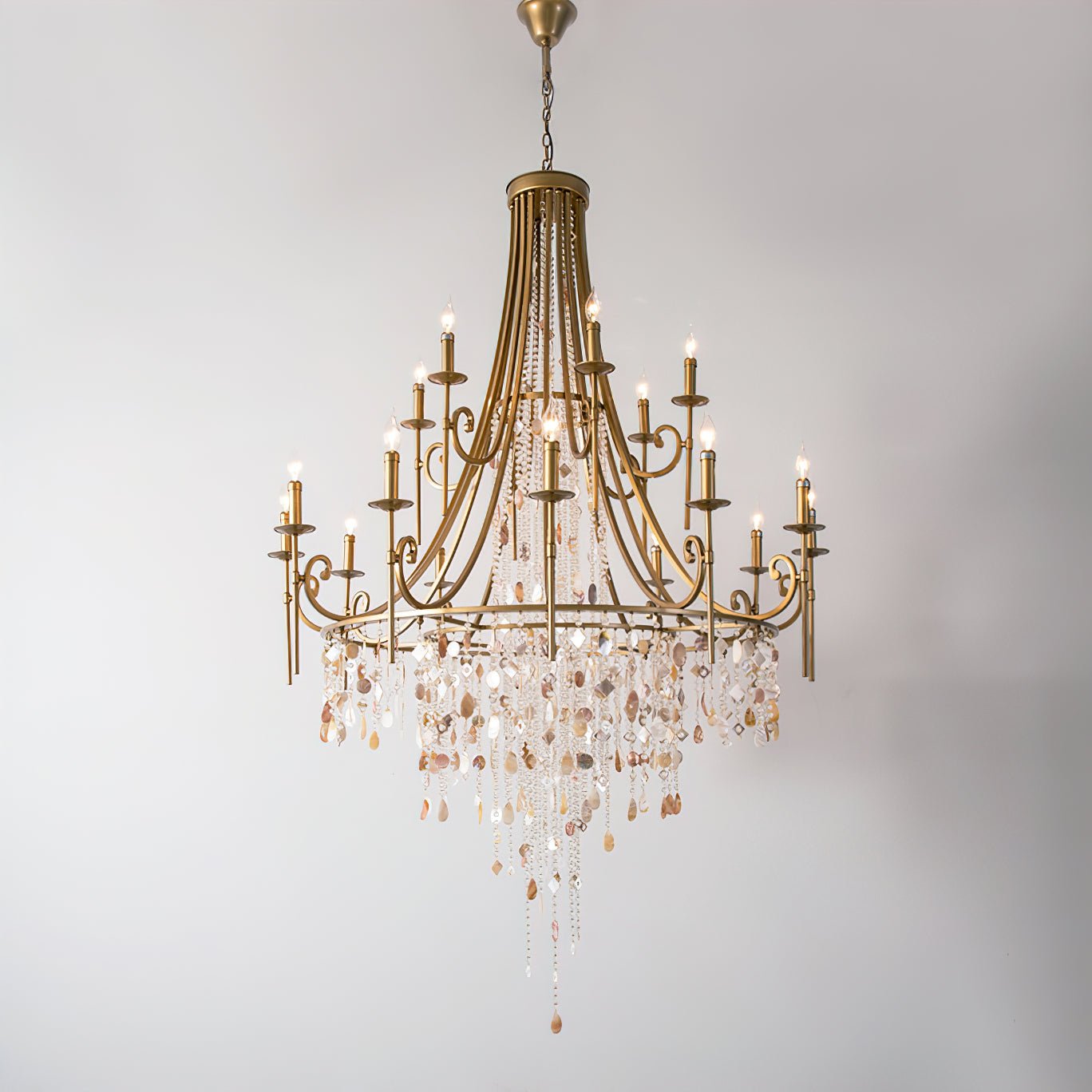 Tatum Lux Shell Crystal Chandelier – 21 Heads Copper