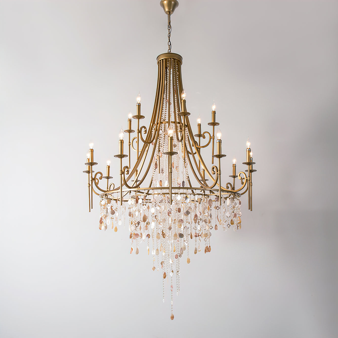 Tatum Lux Shell Crystal Chandelier – 21 Heads Copper