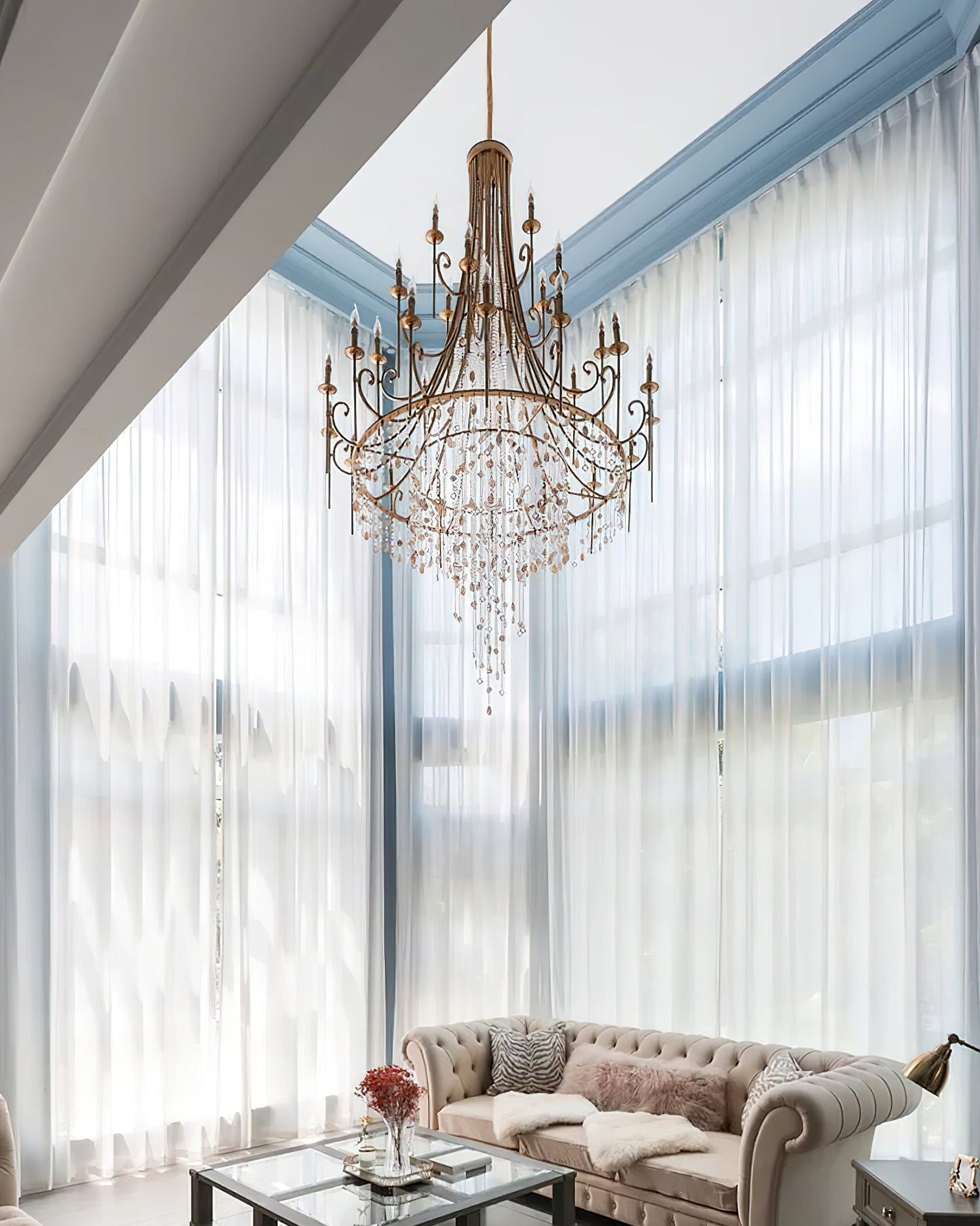 Tatum Lux Shell Crystal Chandelier – 21 Heads Copper