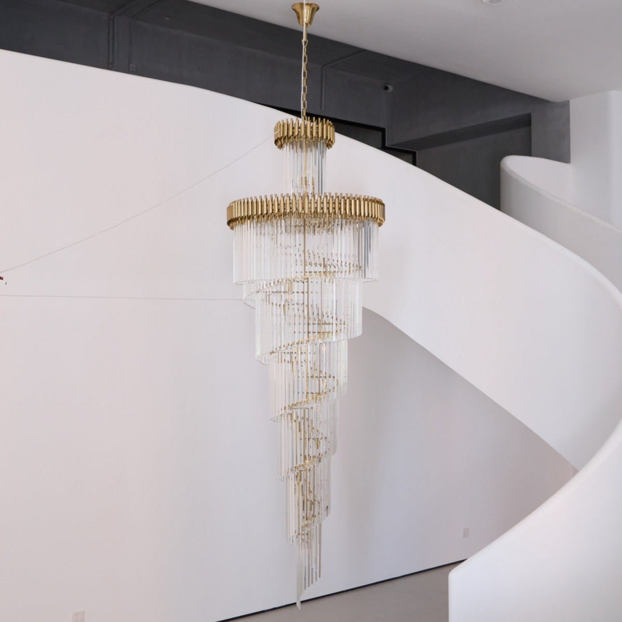 Vakkerlight Crystal Spiral Chandelier – Gold Finish, 39‑in Diameter