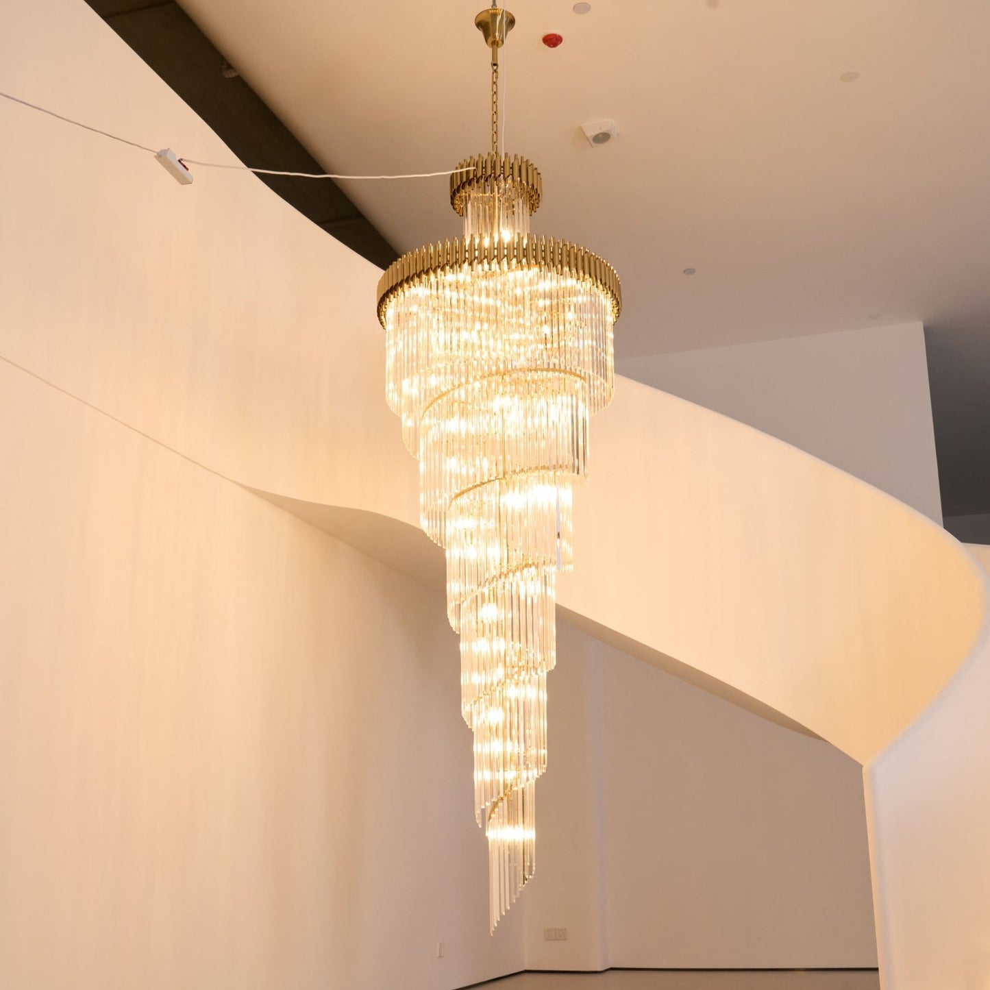 Vakkerlight Crystal Spiral Chandelier – Gold Finish, 39‑in Diameter