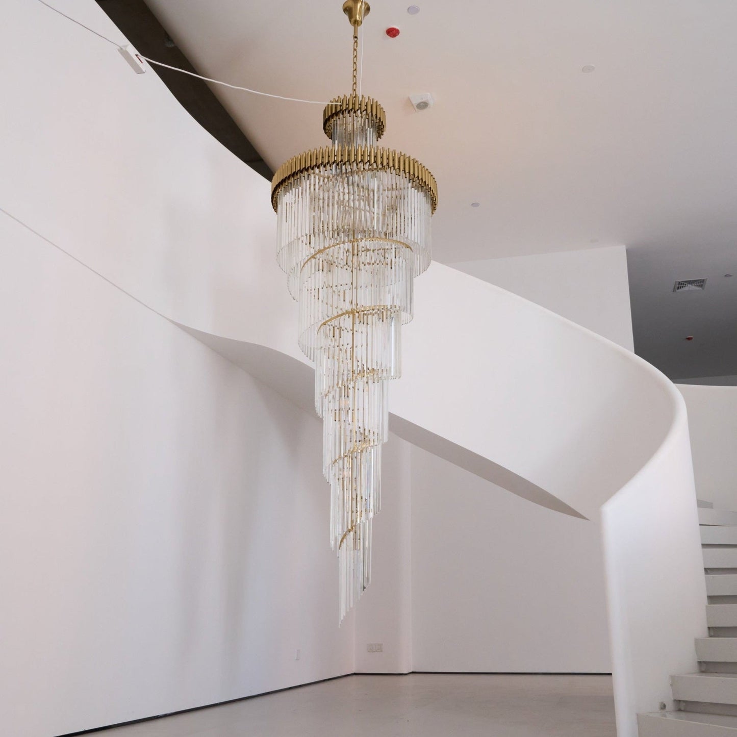 Vakkerlight Crystal Spiral Chandelier – Gold Finish, 39‑in Diameter
