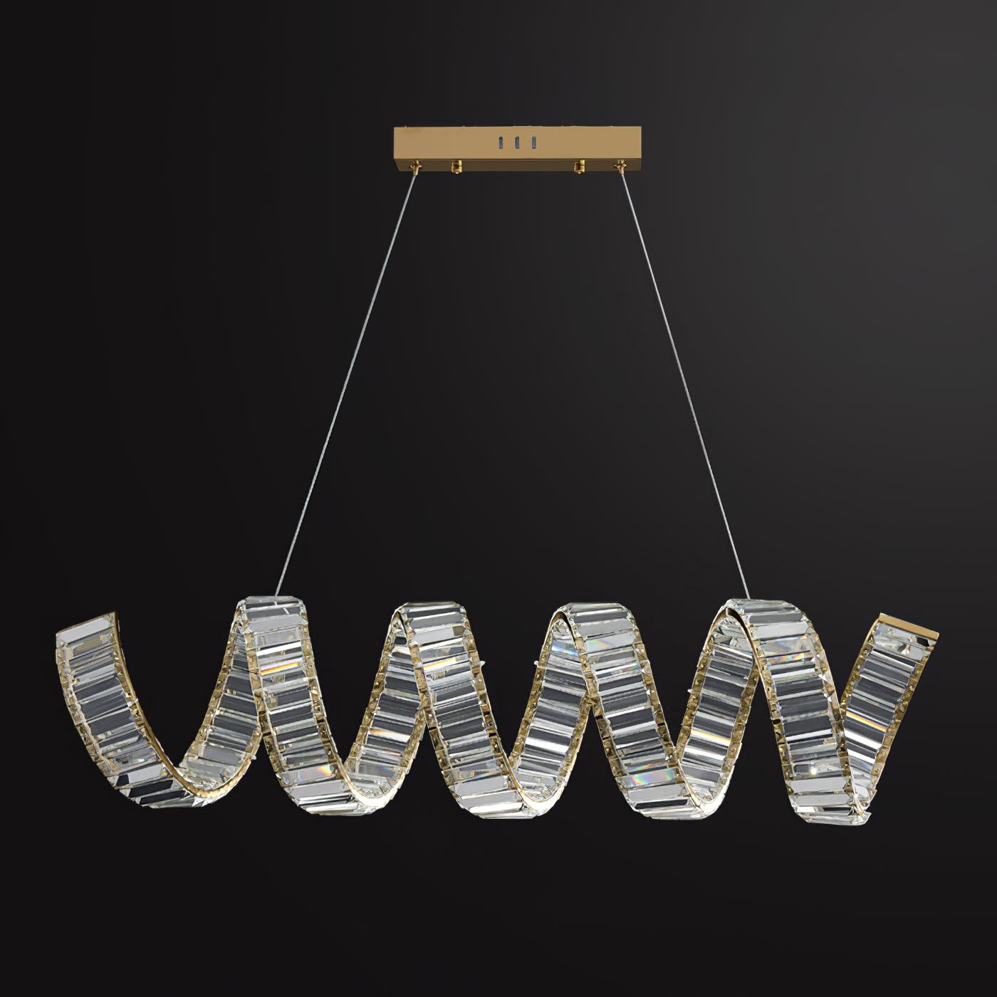 Vakkerlight Curved LED Crystal Chandelier with Gold Finish