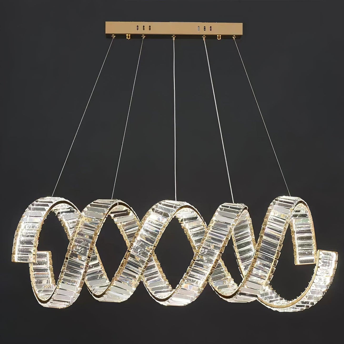 Vakkerlight Curved LED Crystal Chandelier with Gold Finish