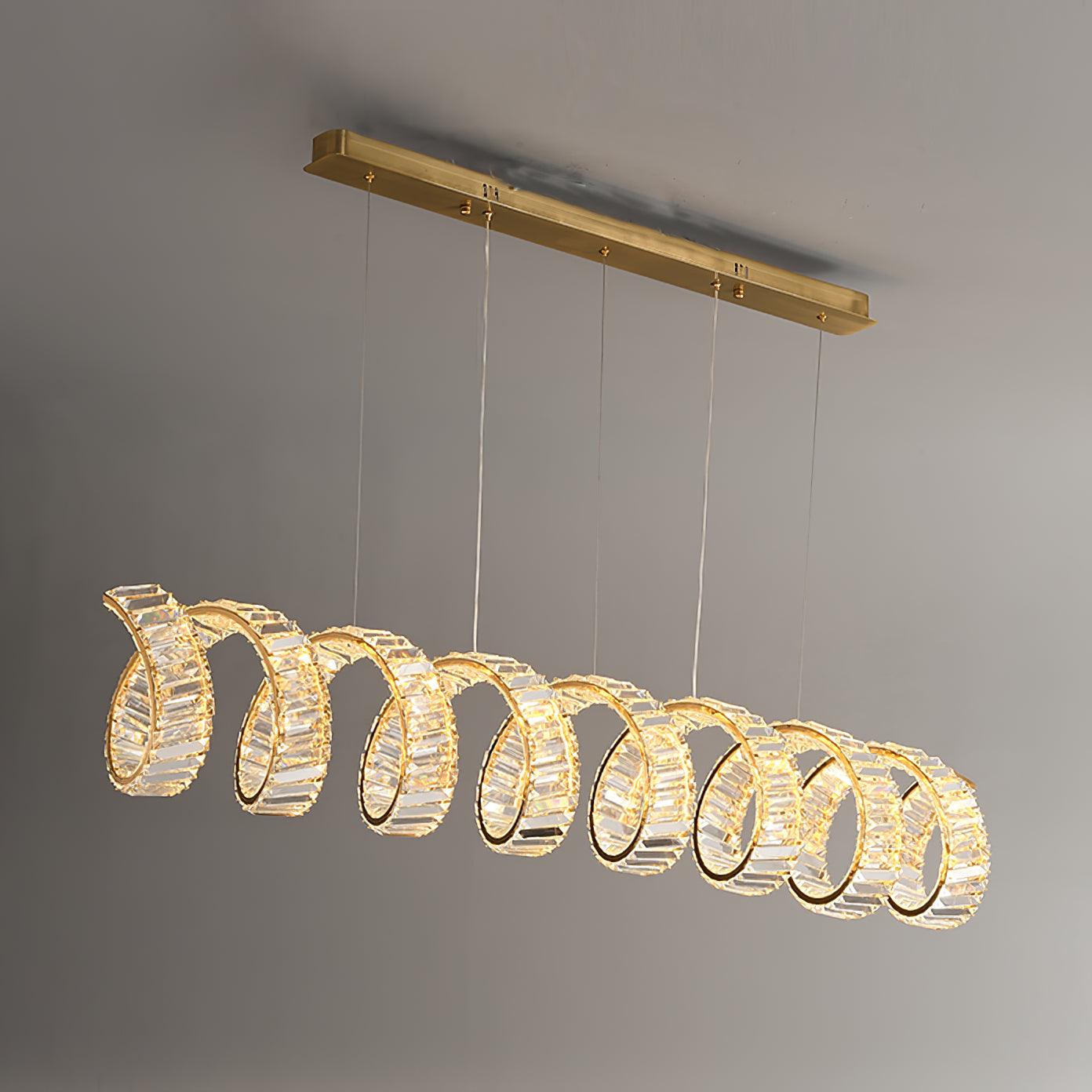 Vakkerlight Curved LED Crystal Chandelier with Gold Finish