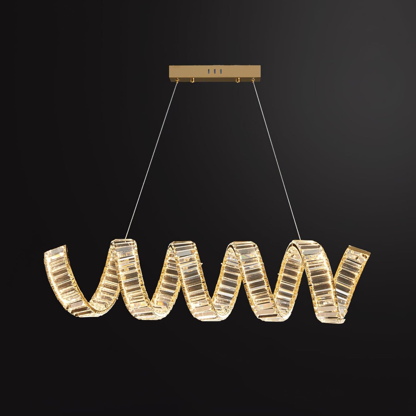 Vakkerlight Curved LED Crystal Chandelier with Gold Finish
