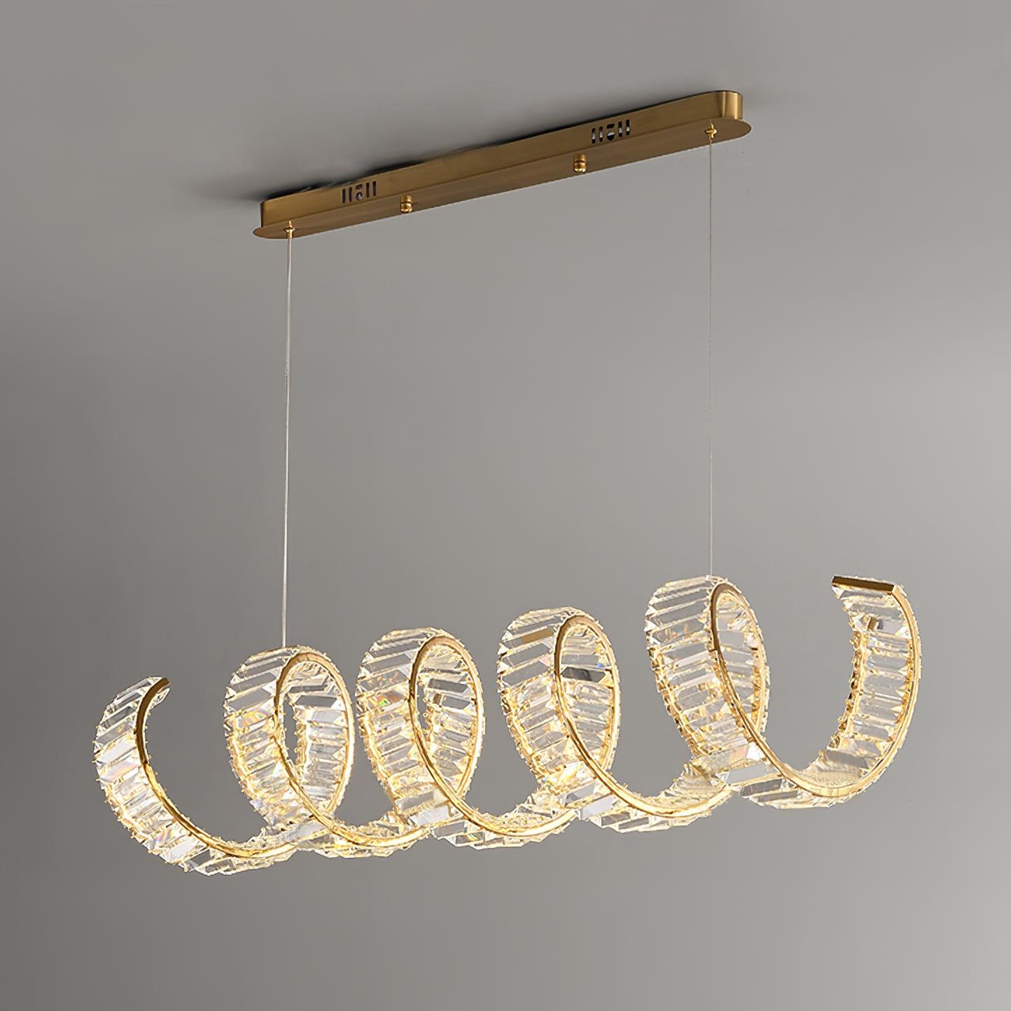 Vakkerlight Curved LED Crystal Chandelier with Gold Finish