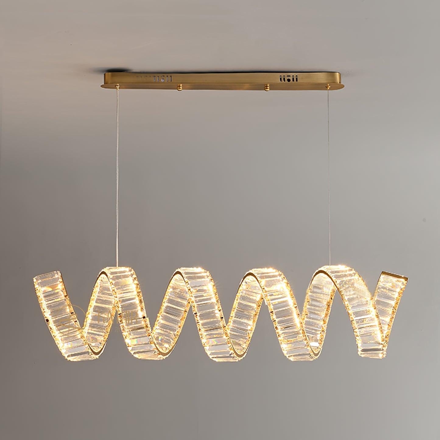 Vakkerlight Curved LED Crystal Chandelier with Gold Finish