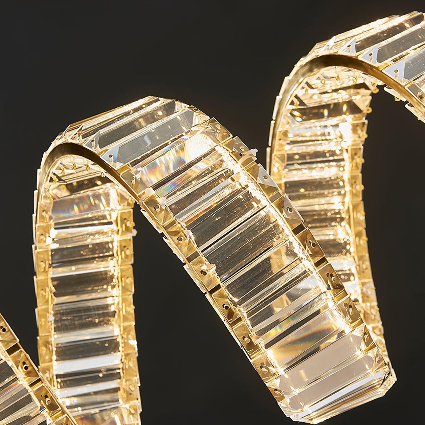 Vakkerlight Curved LED Crystal Chandelier with Gold Finish