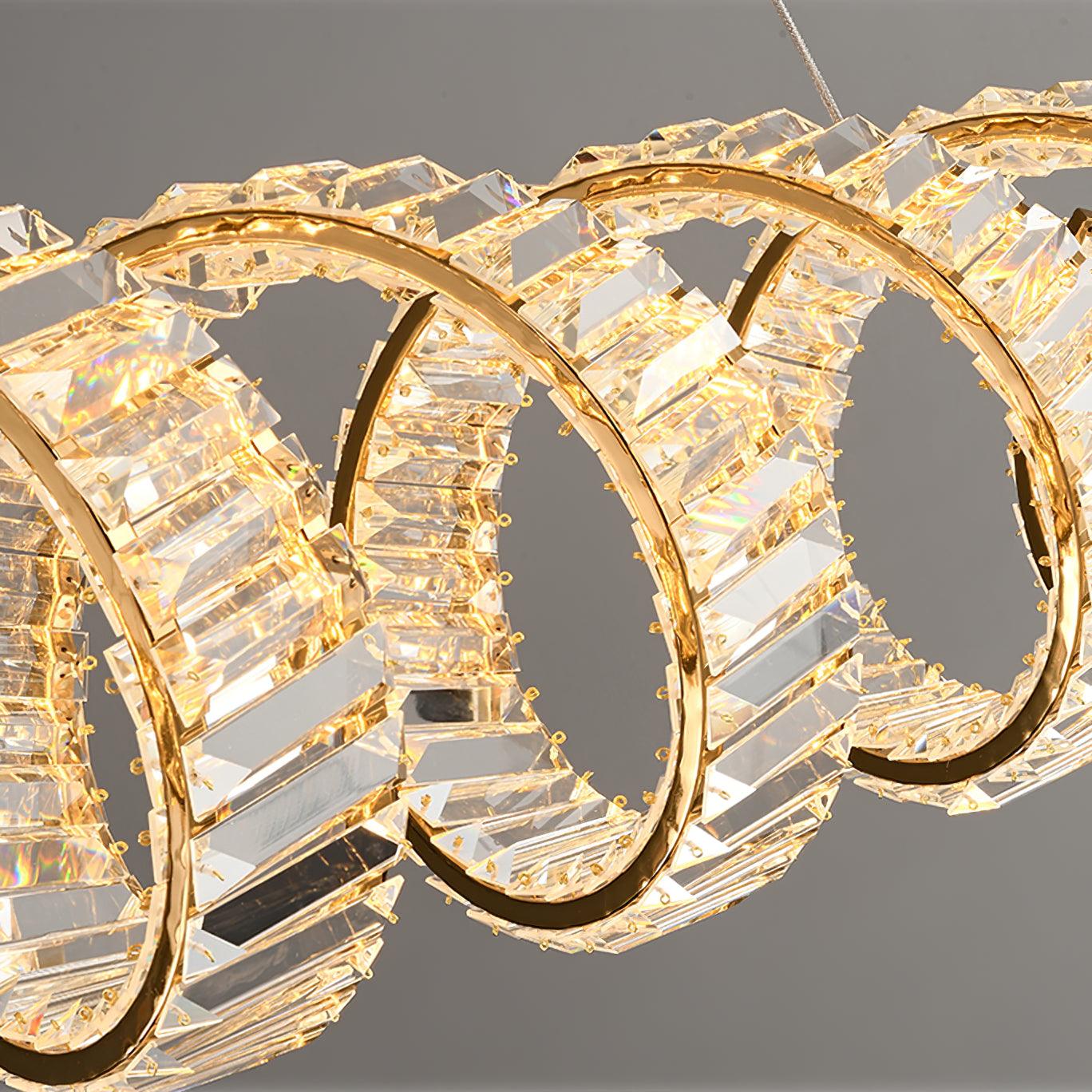 Vakkerlight Curved LED Crystal Chandelier with Gold Finish