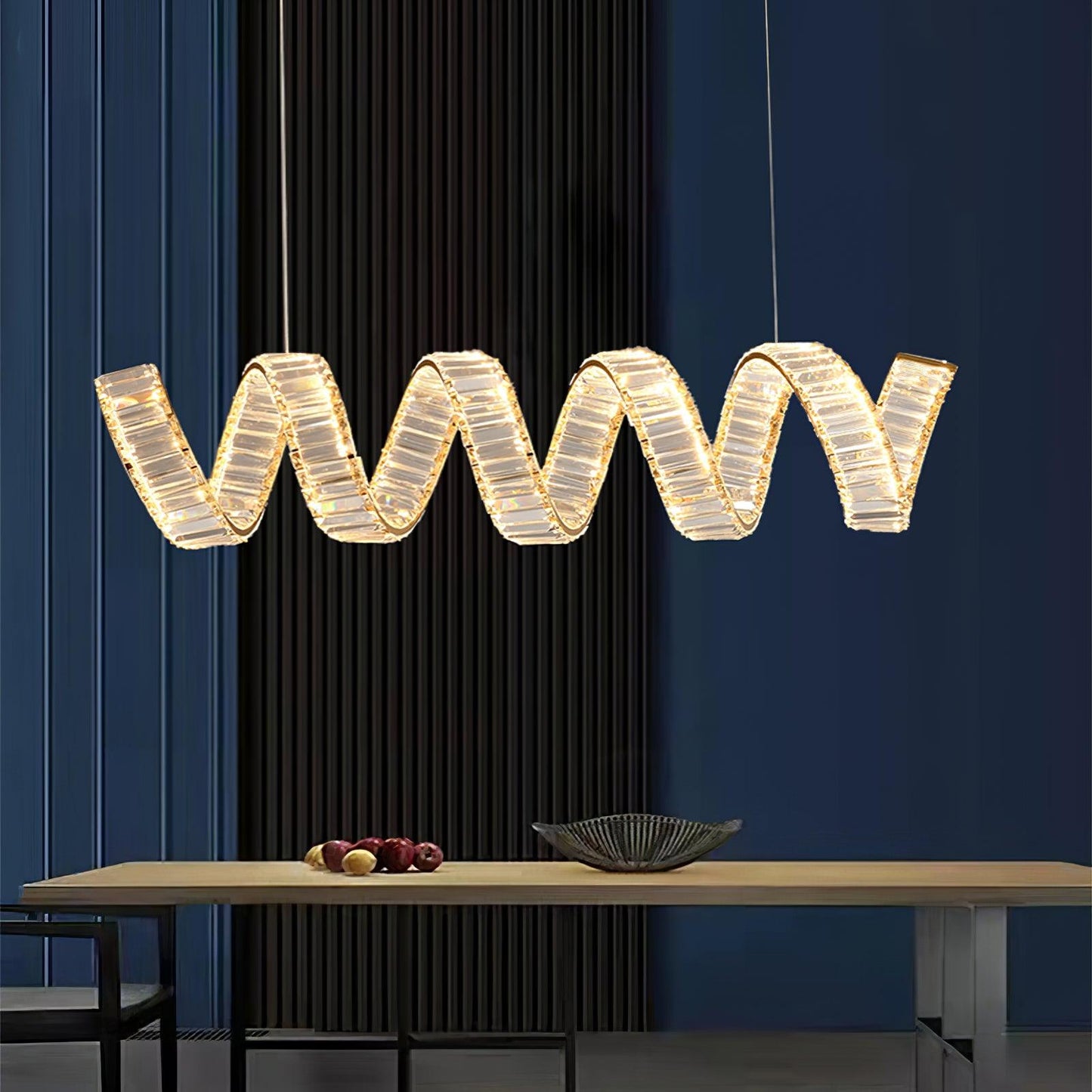 Vakkerlight Curved LED Crystal Chandelier with Gold Finish