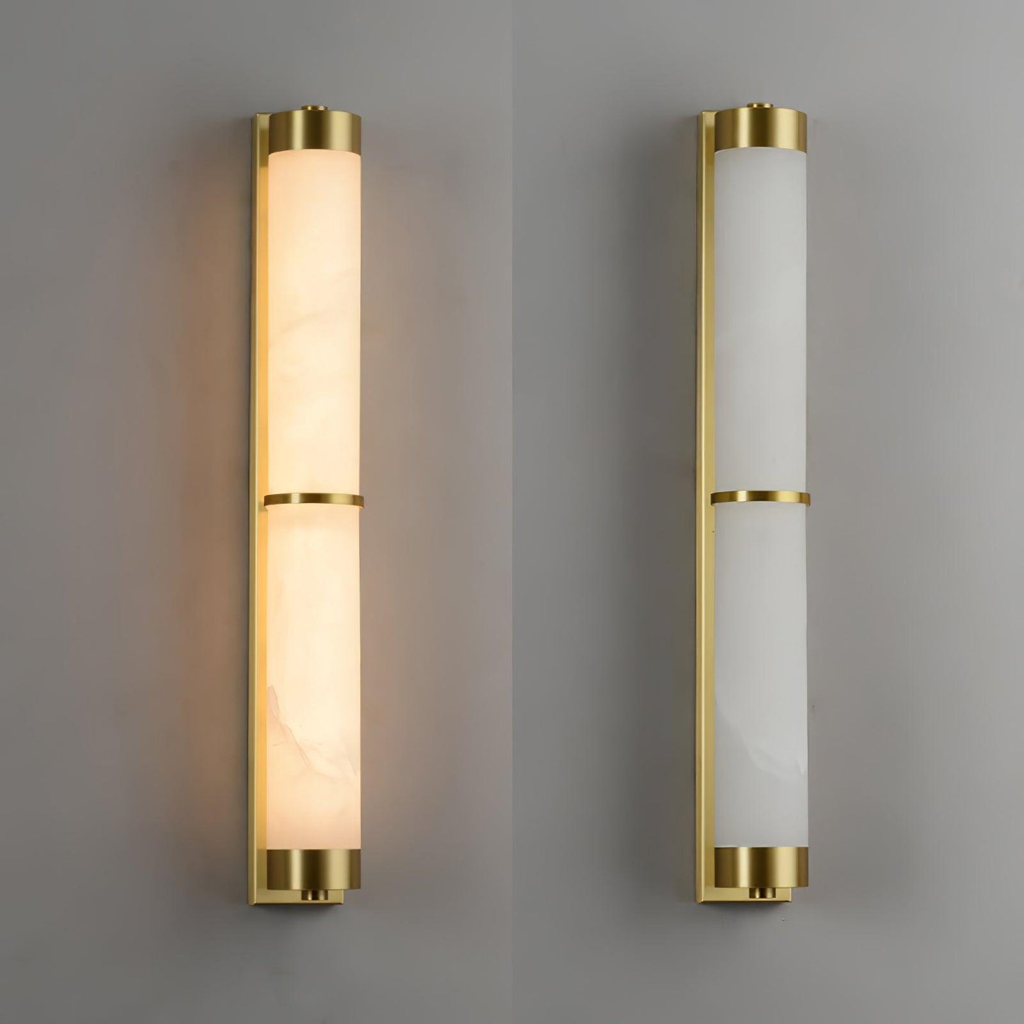 Cylindra Alabaster Brass Wall Light - YIOSI