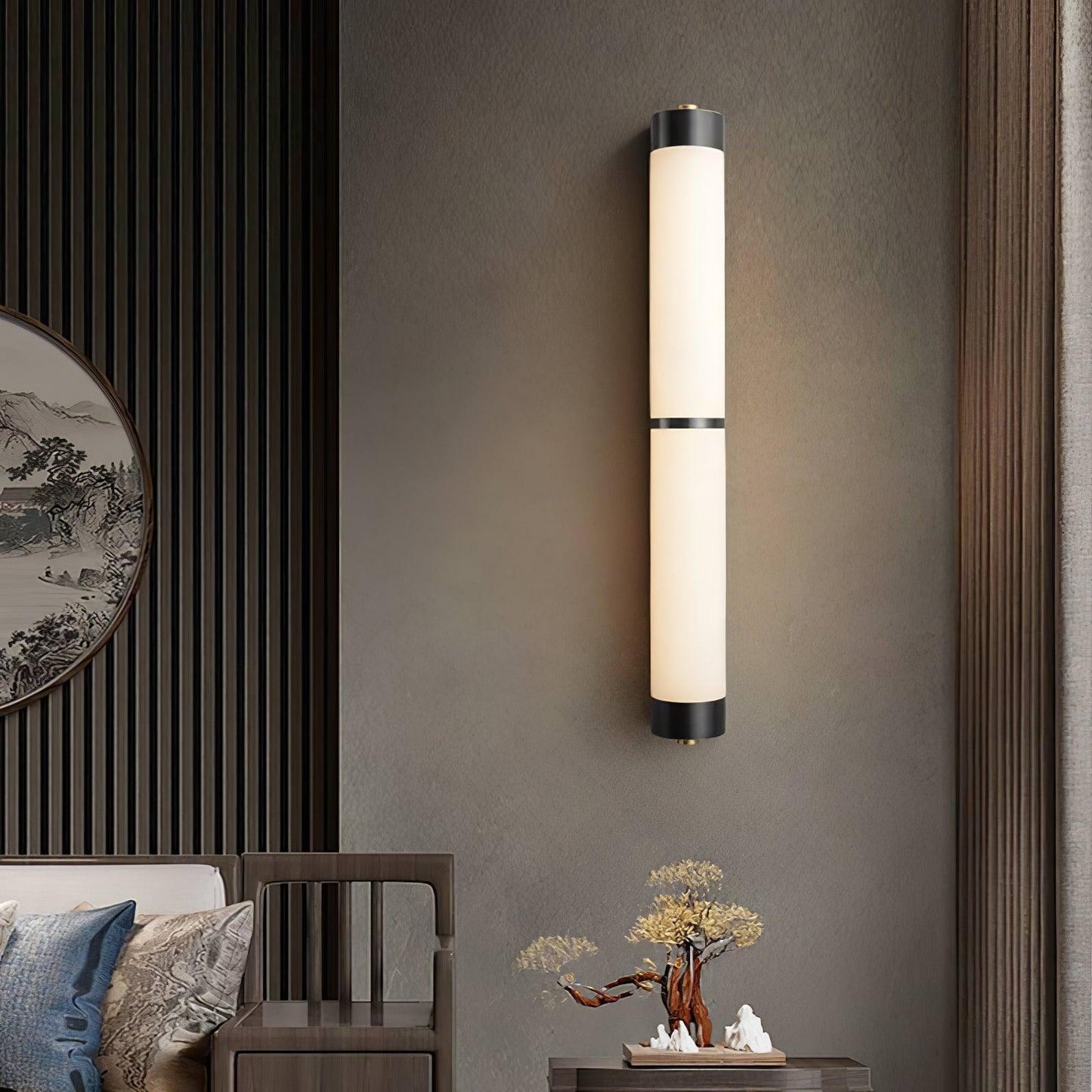Cylindra Alabaster Brass Wall Light - YIOSI